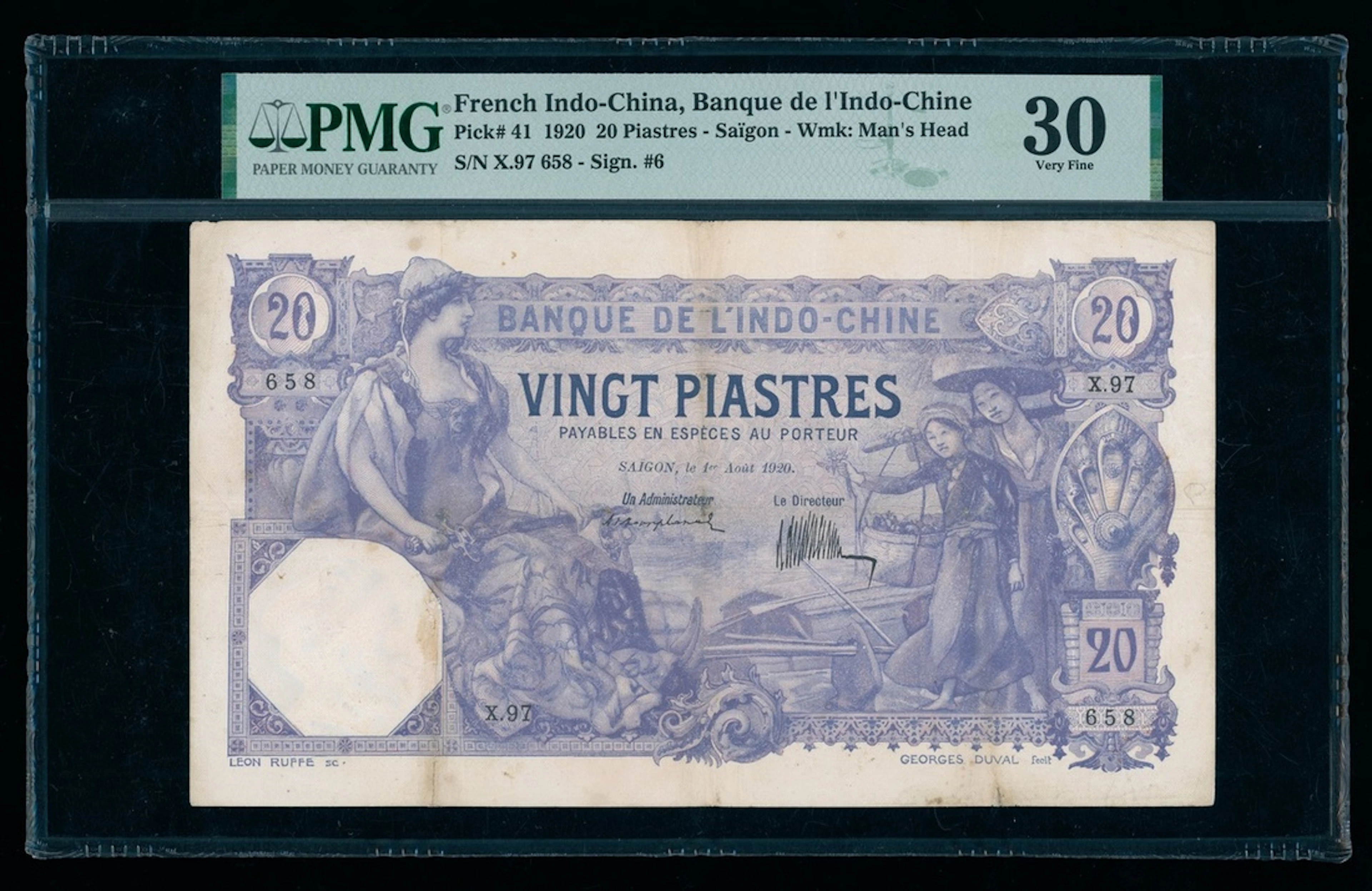 Banque de l'Indo-Chine, French Indo China, 20 piastres, Saigon, 1920