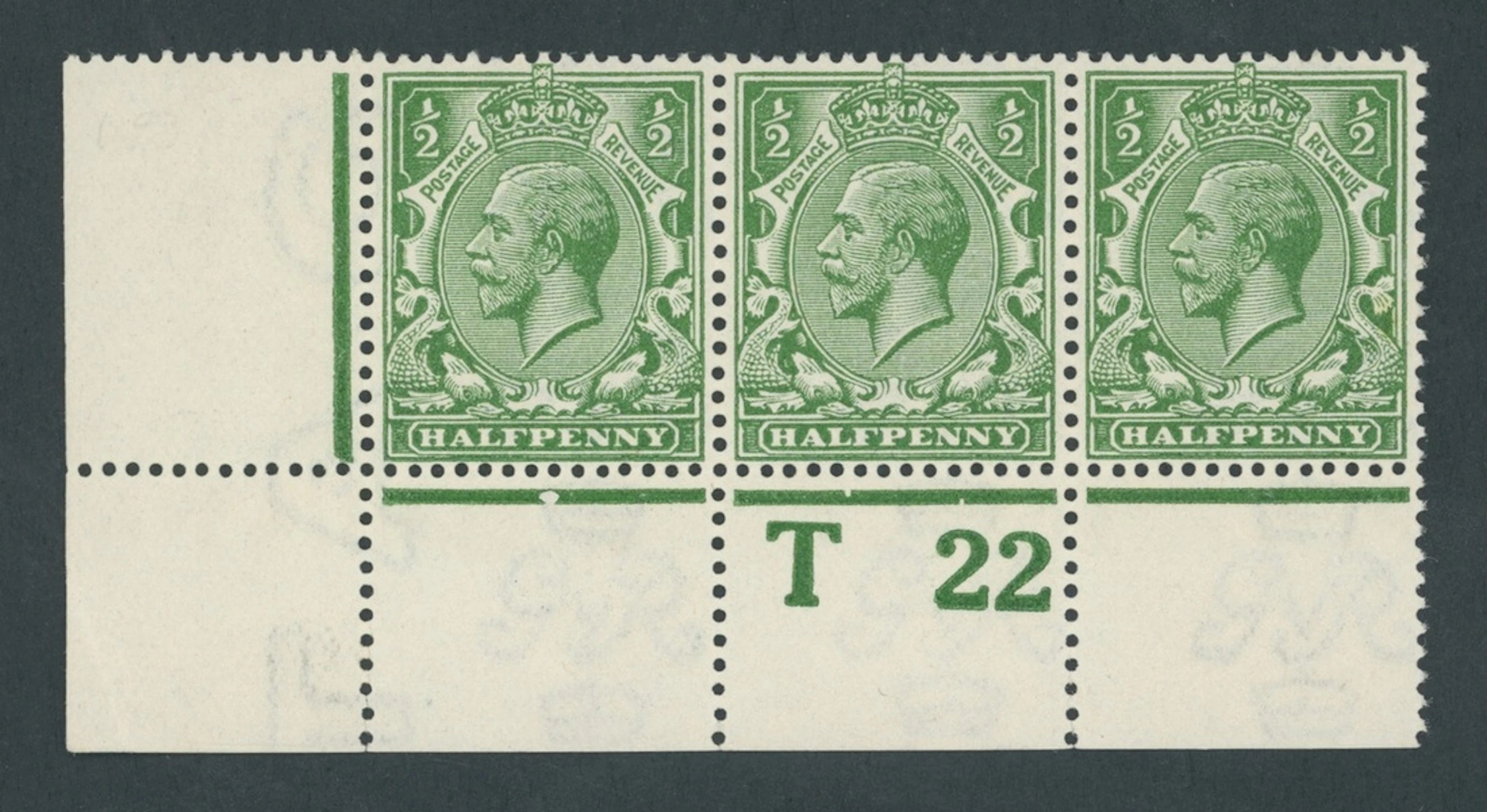 Great Britain King George V 1912-24, Watermark Simple Cypher ½d. deep