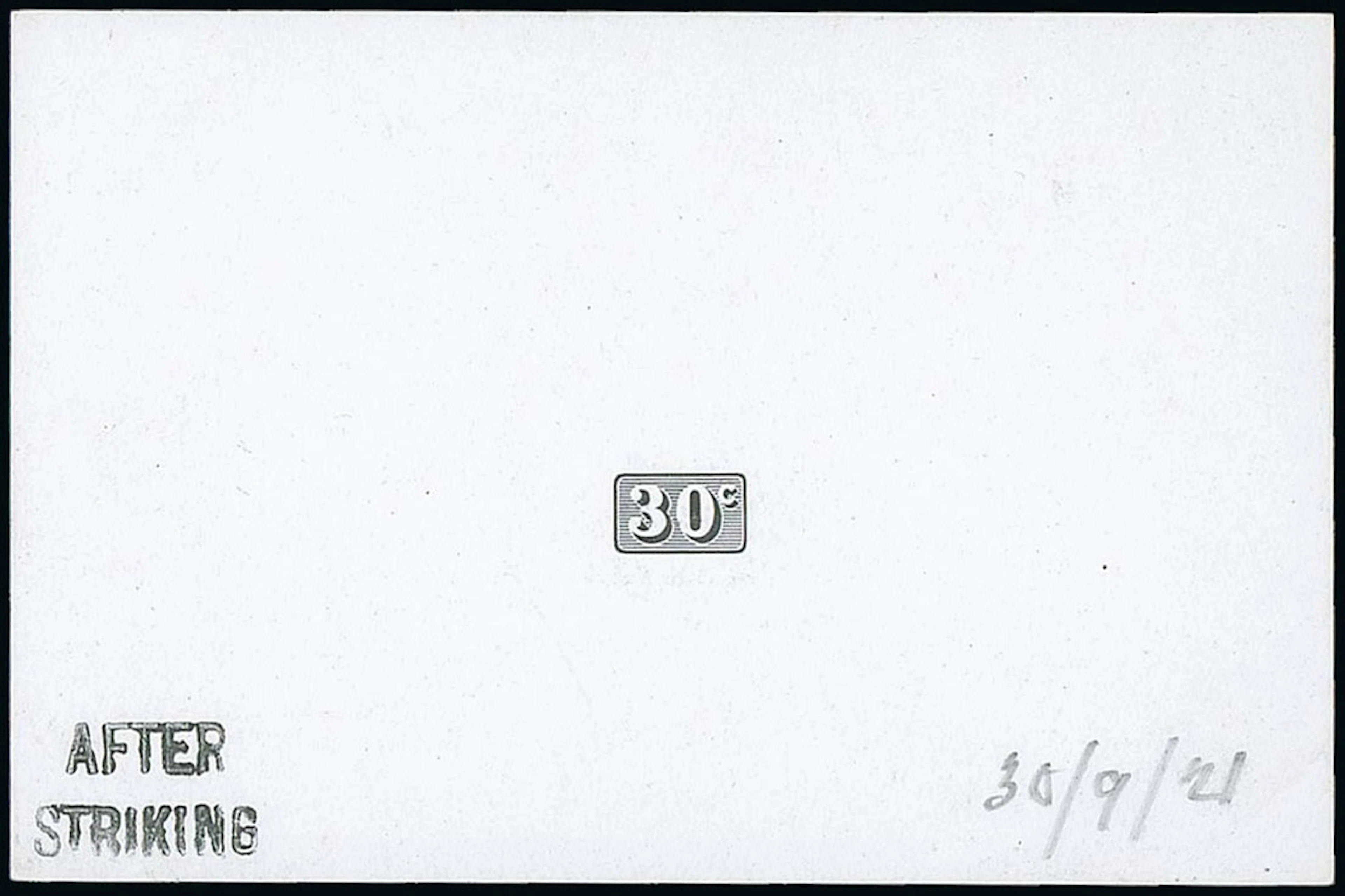 Sarawak 1922-23 New Colours and Values Die Proofs 30c. value tablet