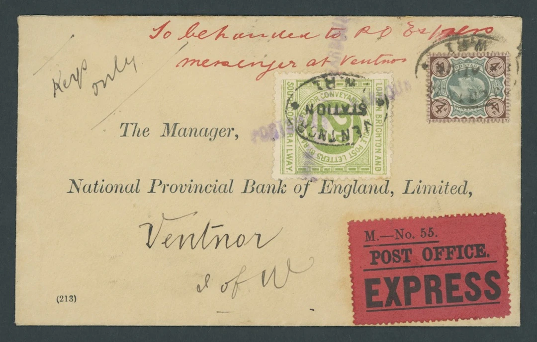 Great Britain Postal History Express Mail c.1890s "The Manager, National