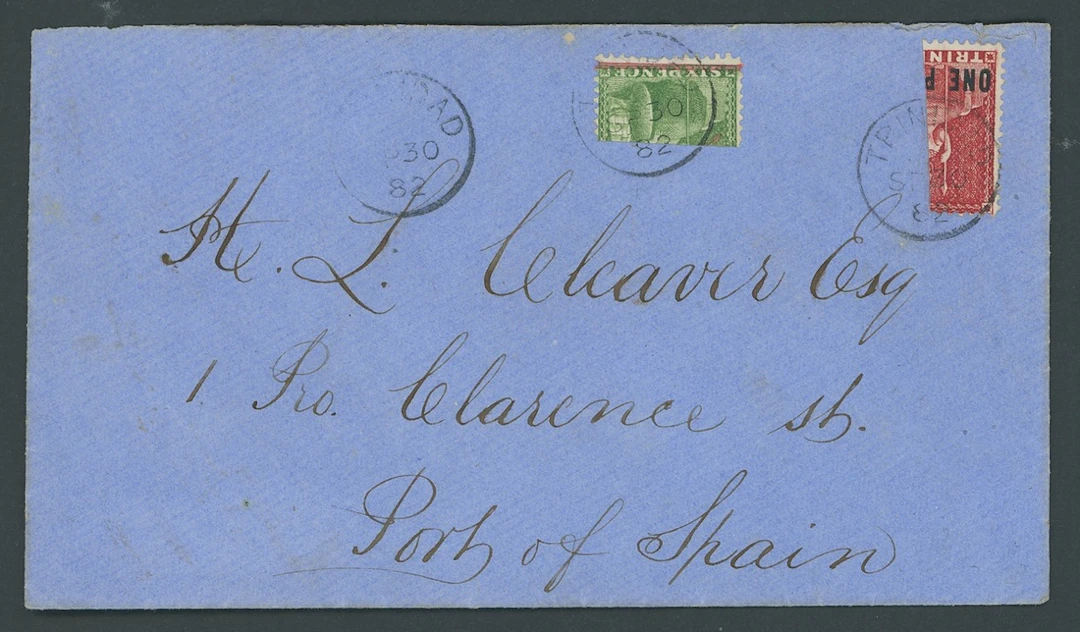 Trinidad Covers and Cancellations 1882 (30 Sept.) locally addressed