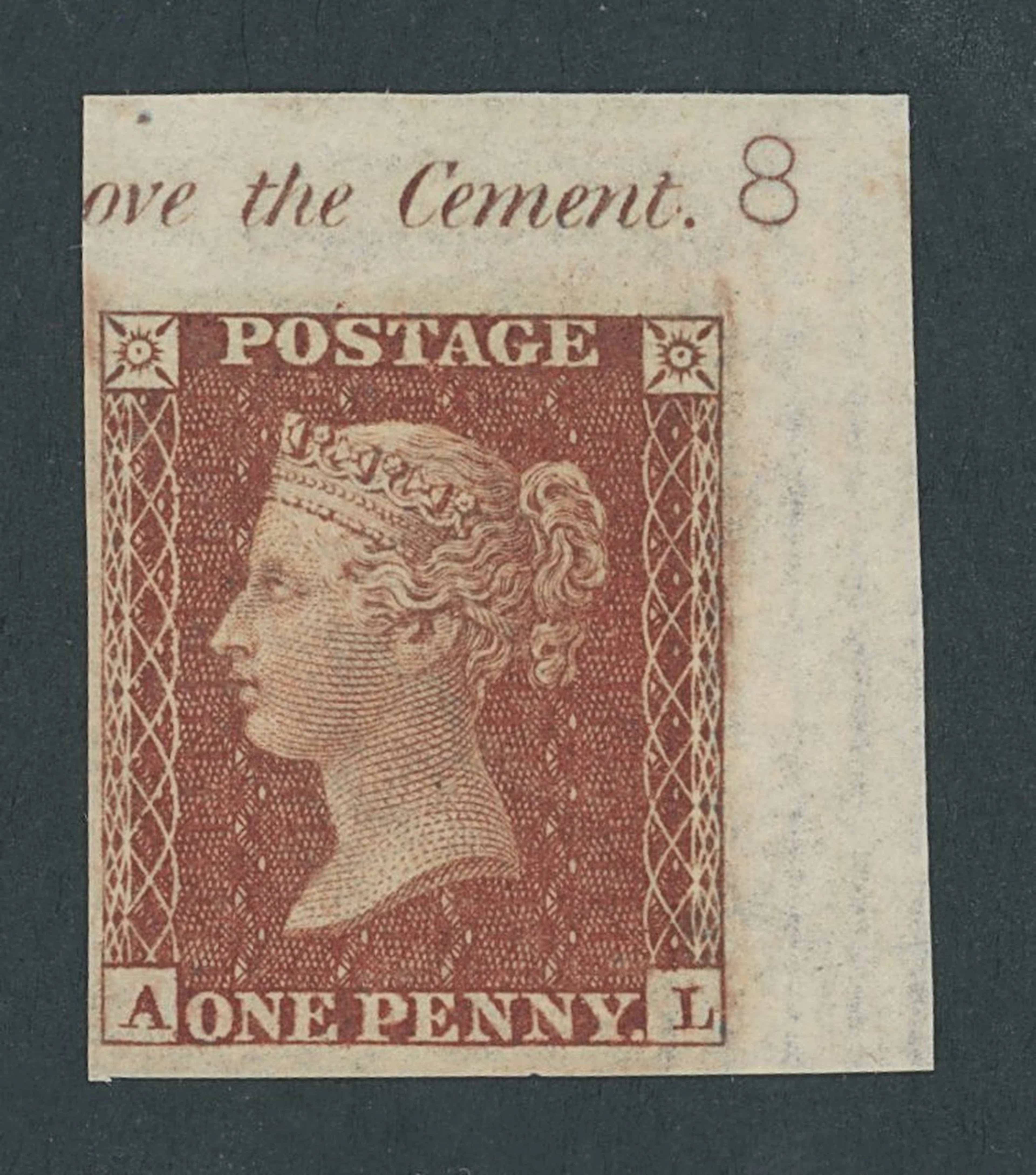 Great Britain 1854-61 One Penny Red-Brown Plate 8 AL, Die II imperforate