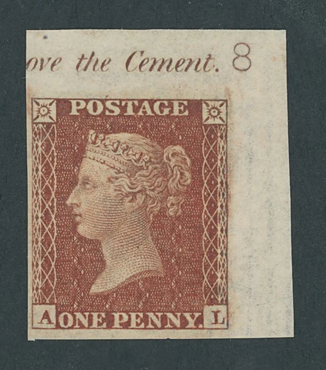 Great Britain 1854-61 One Penny Red-Brown Plate 8 AL, Die II imperforate