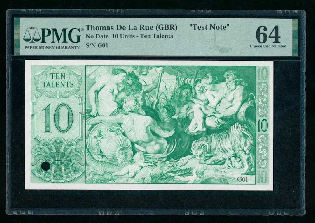 Thomas de la Rue, Test Note, 10 units, ND