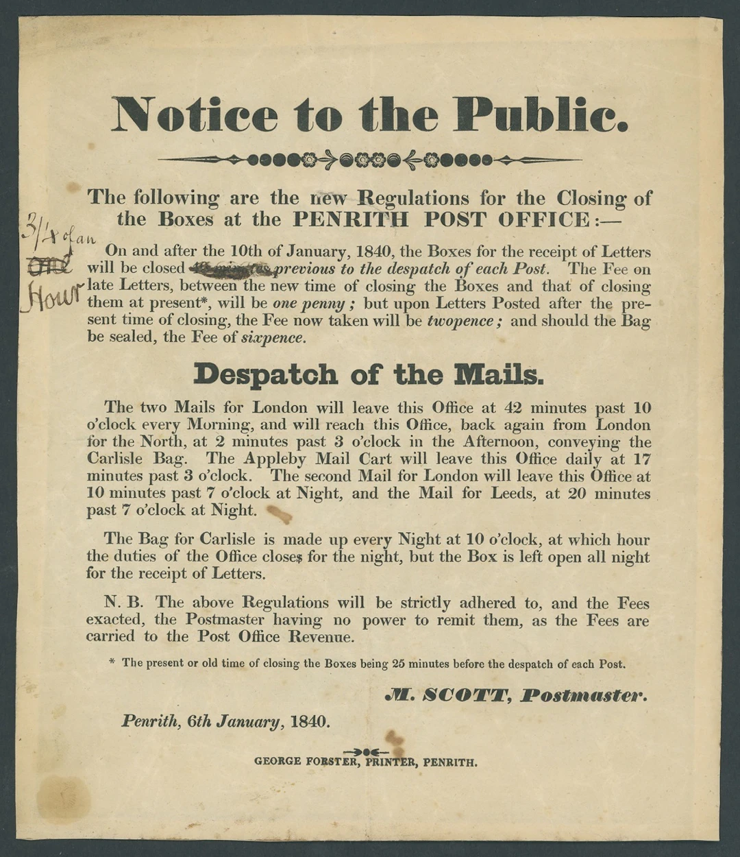 Great Britain Postal History 1840 (6 Jan.), printed "Notice to the