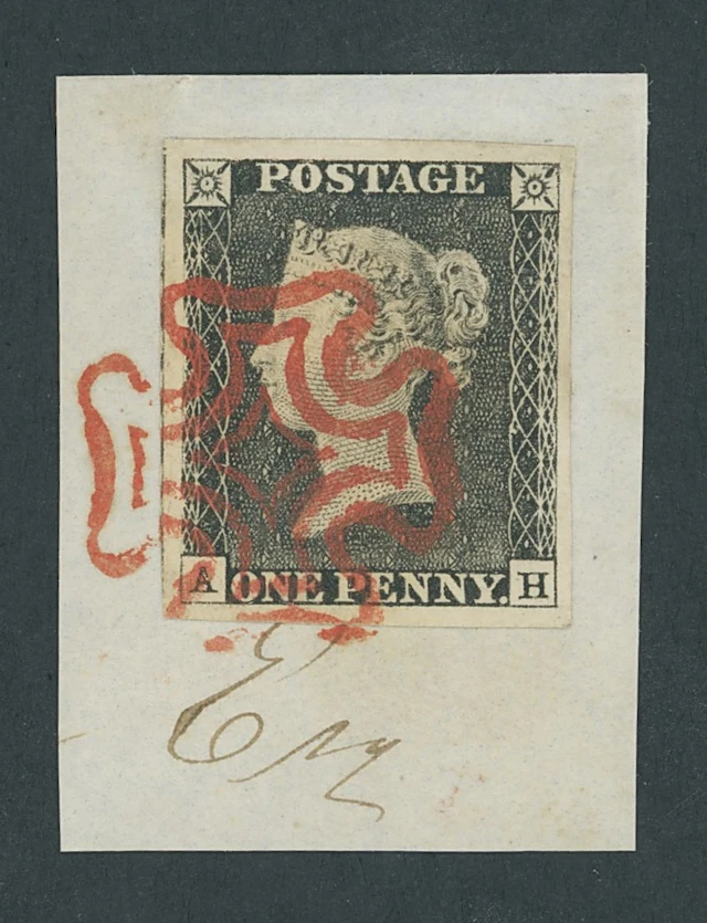 Great Britain 1840 One Penny Black Plate 3 AH, a slightly worn impression