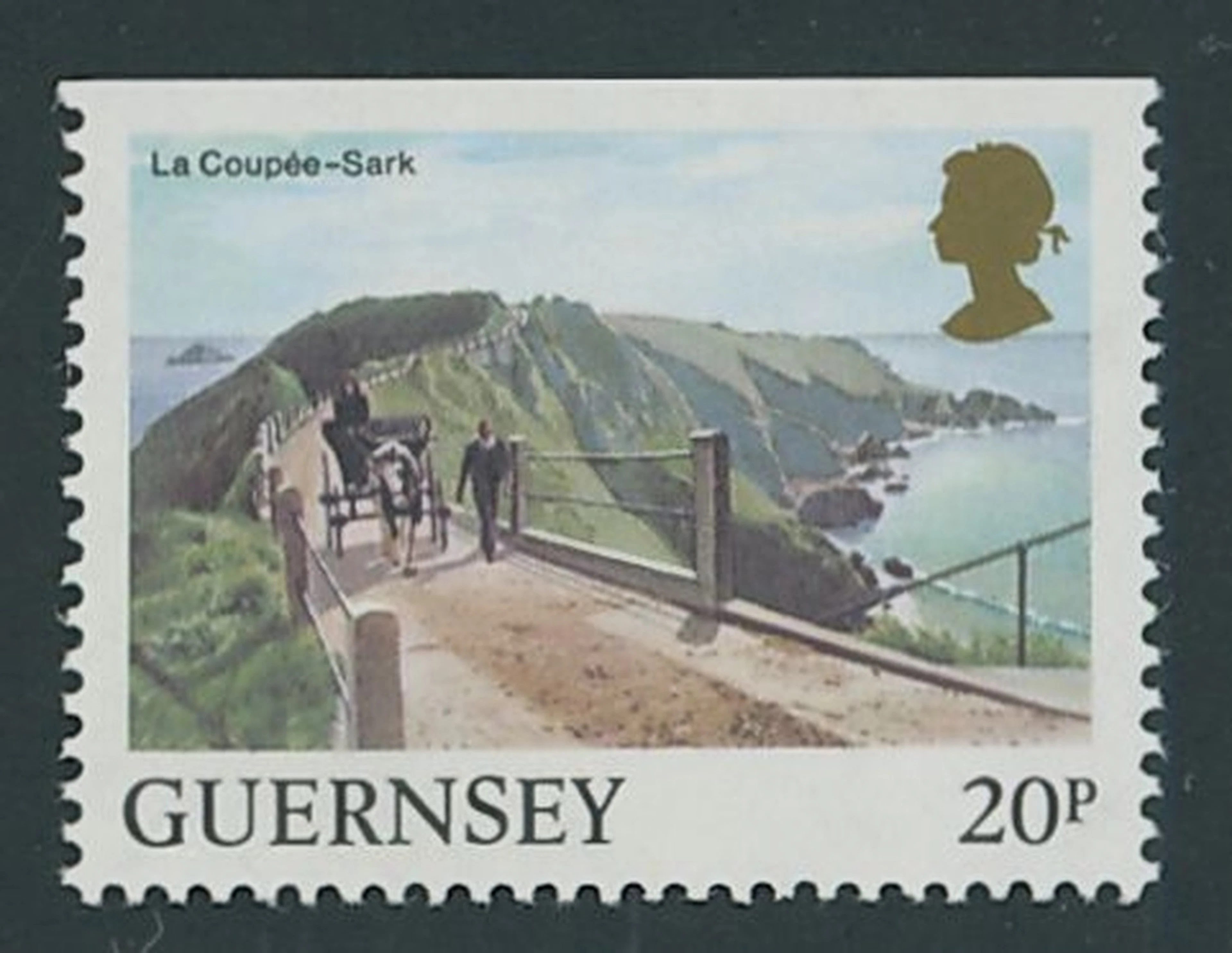 Channel Islands Guernsey 1984 20p. La Coupee, Sark, variety uncoated