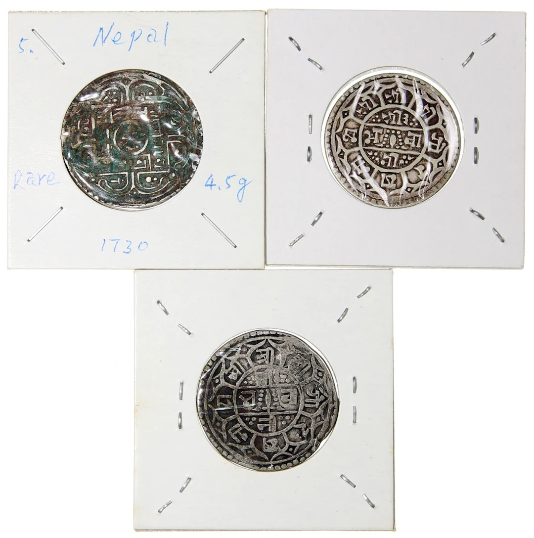 Nepal, Shah Dynasty, a trio of silver mohar, different years including
