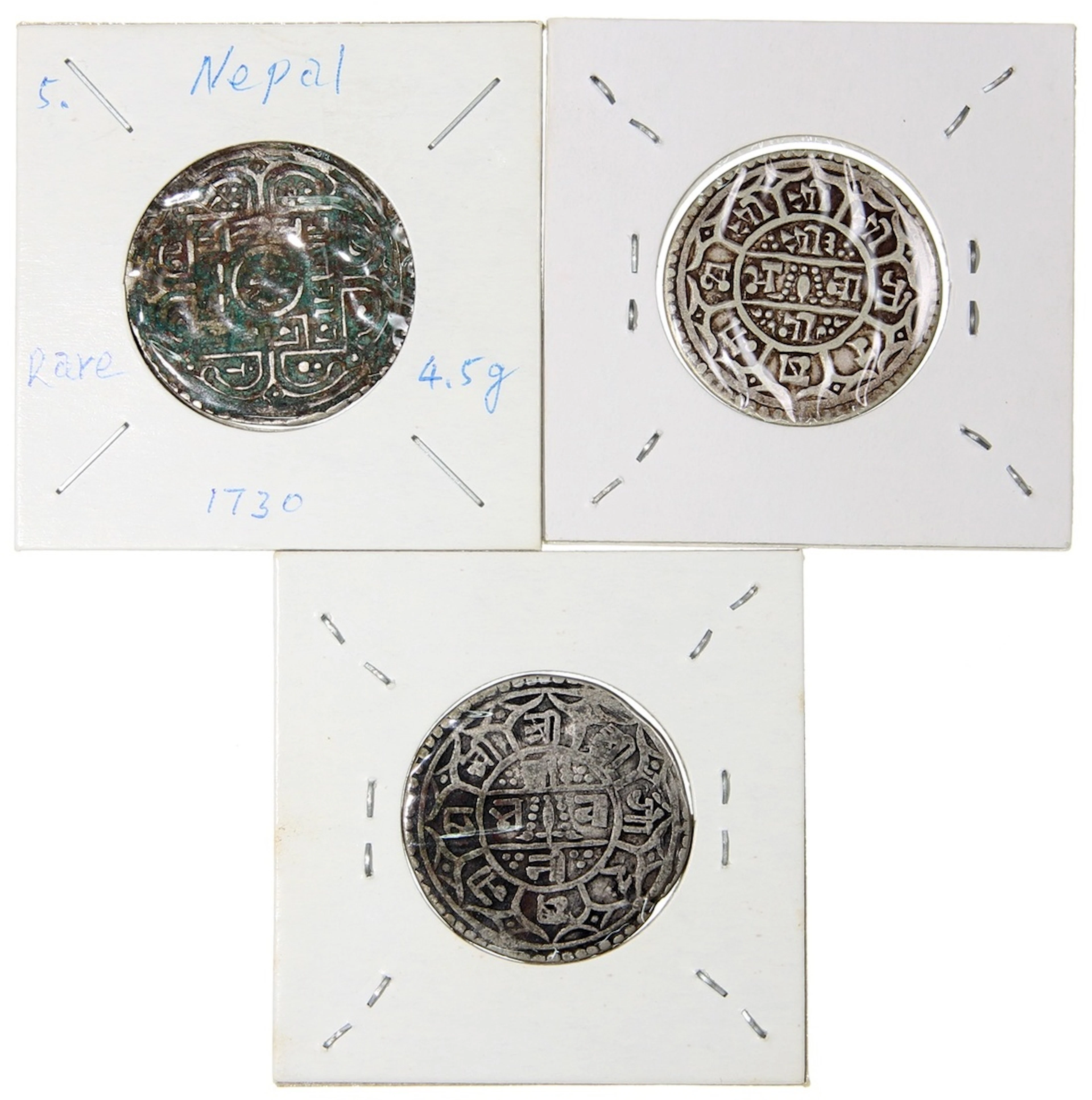 Nepal, Shah Dynasty, a trio of silver mohar, different years including