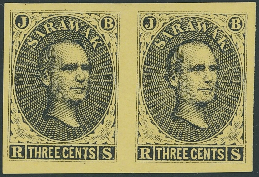Sarawak 1869 Sir James Brooke Proofs 3c. imperforate plate proof pair