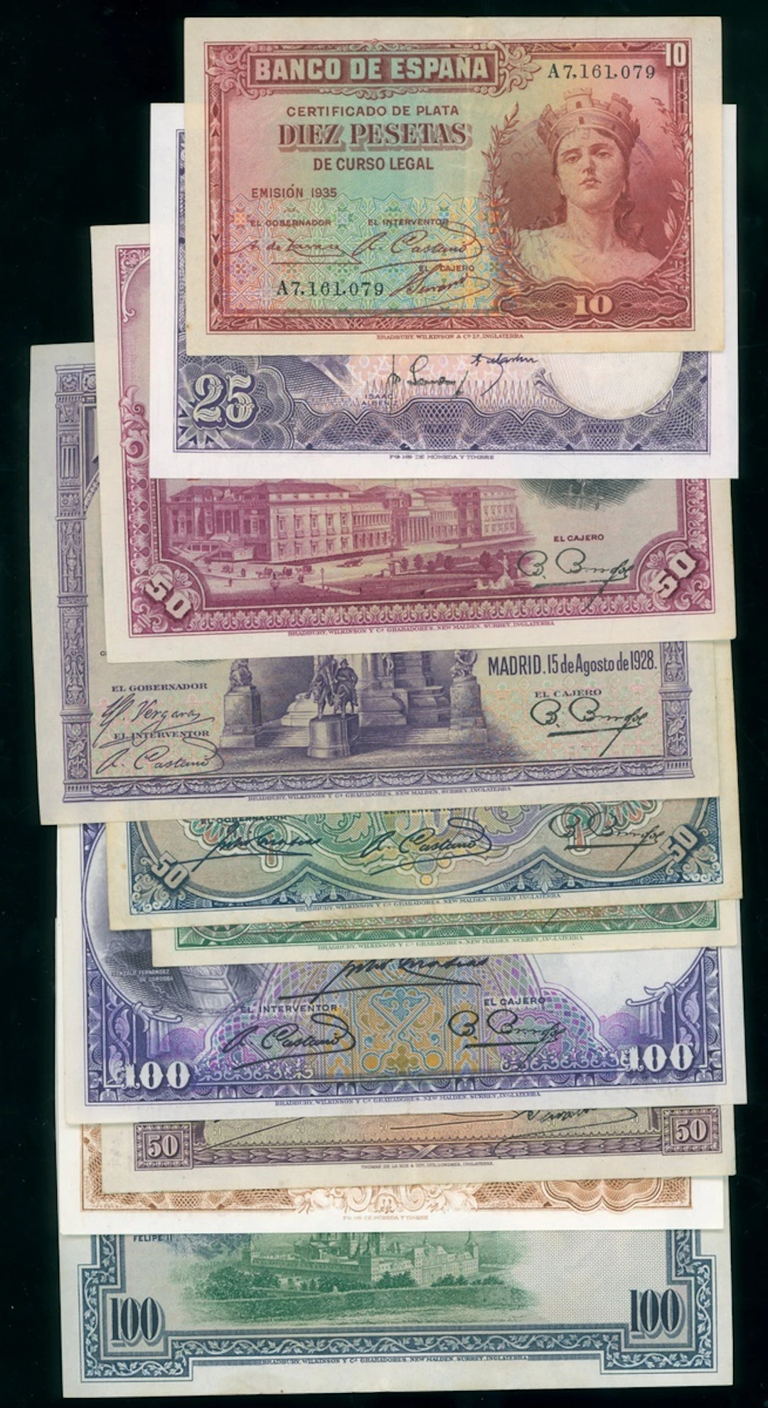 Banco de Espana, Spain, a group of 10x, including