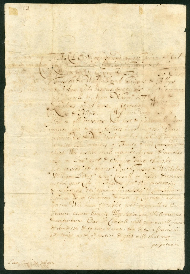 King Charles II - Peace With Algeria 1666 (31 July) letter of appointment