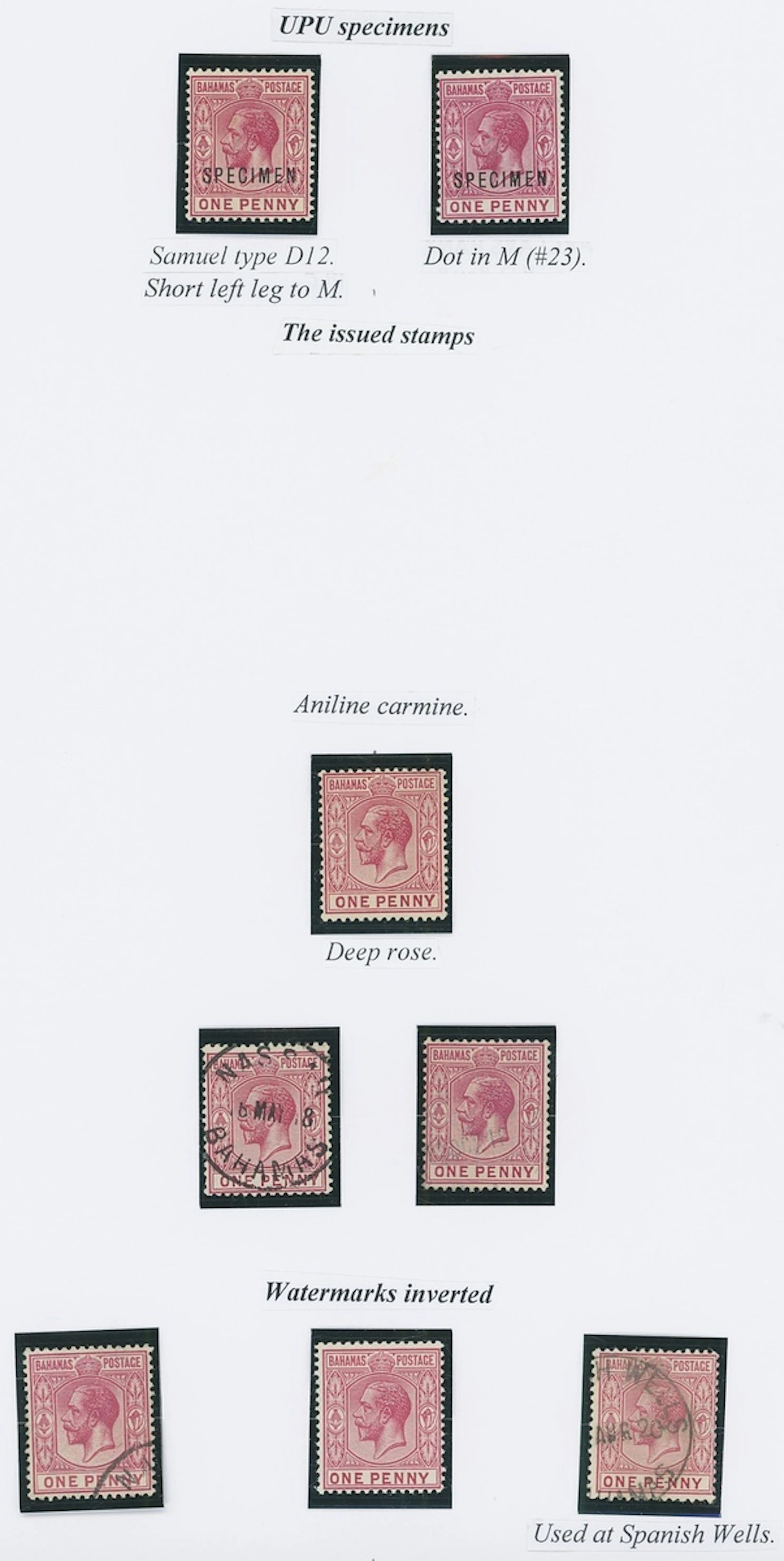 Bahamas 1912-19 MCA specialised mint and used group on exhibition