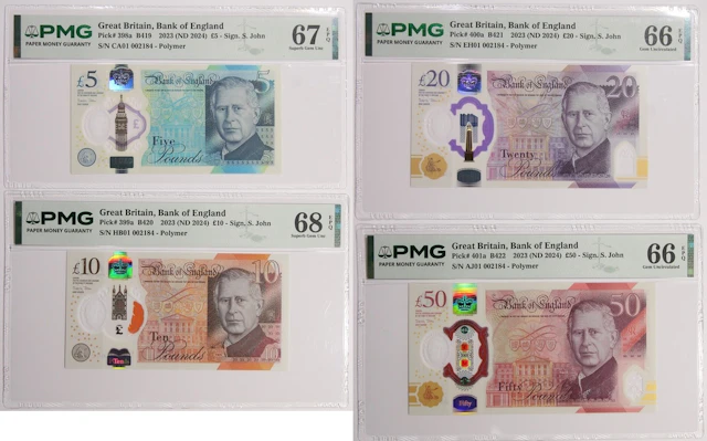 Bank of England, Great Britain, a group of 4x, 2023 ND(2024), £5
