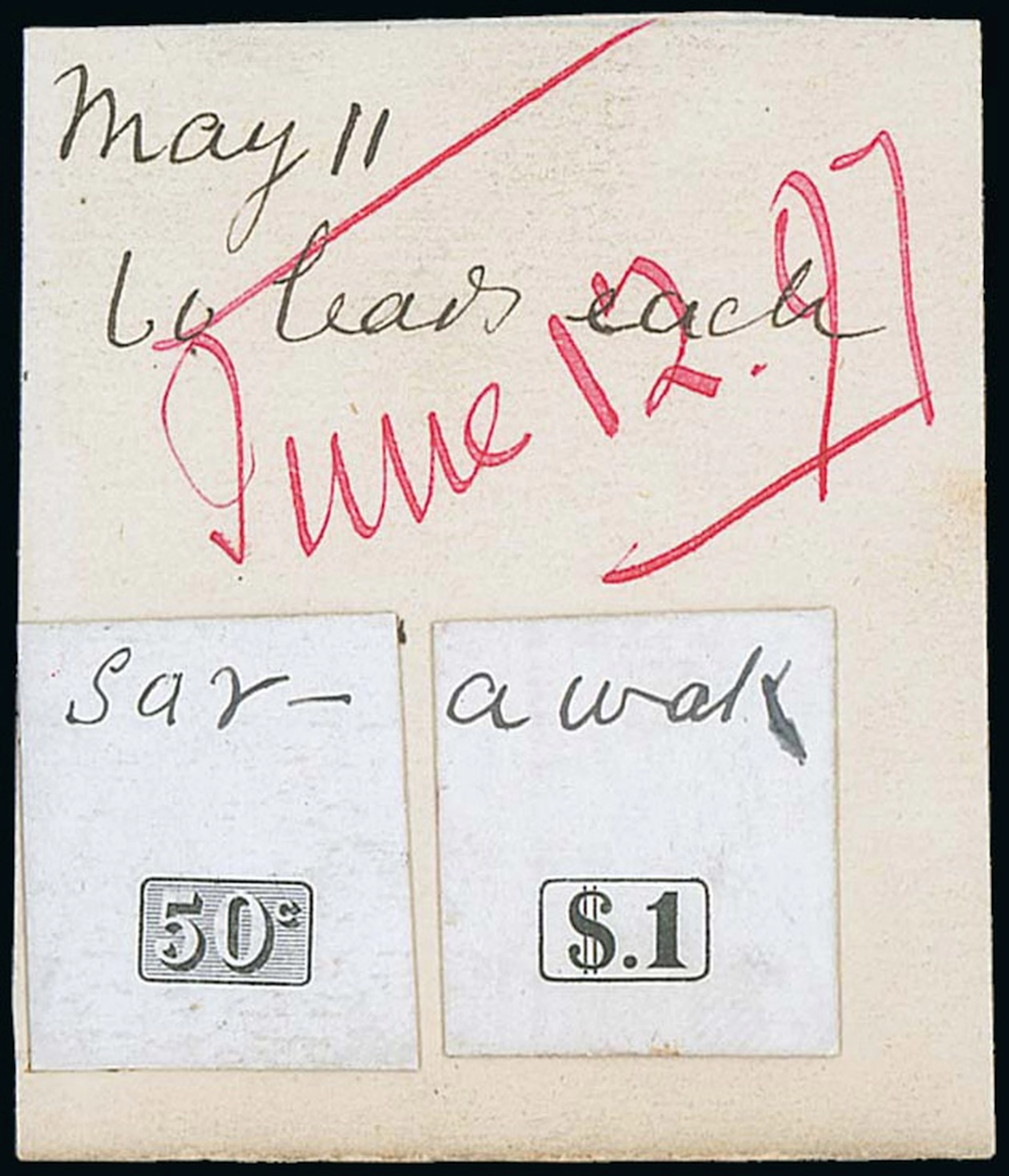 Sarawak 1888-97 "postage & revenue" Issue Die Proofs 50c. and $1 value