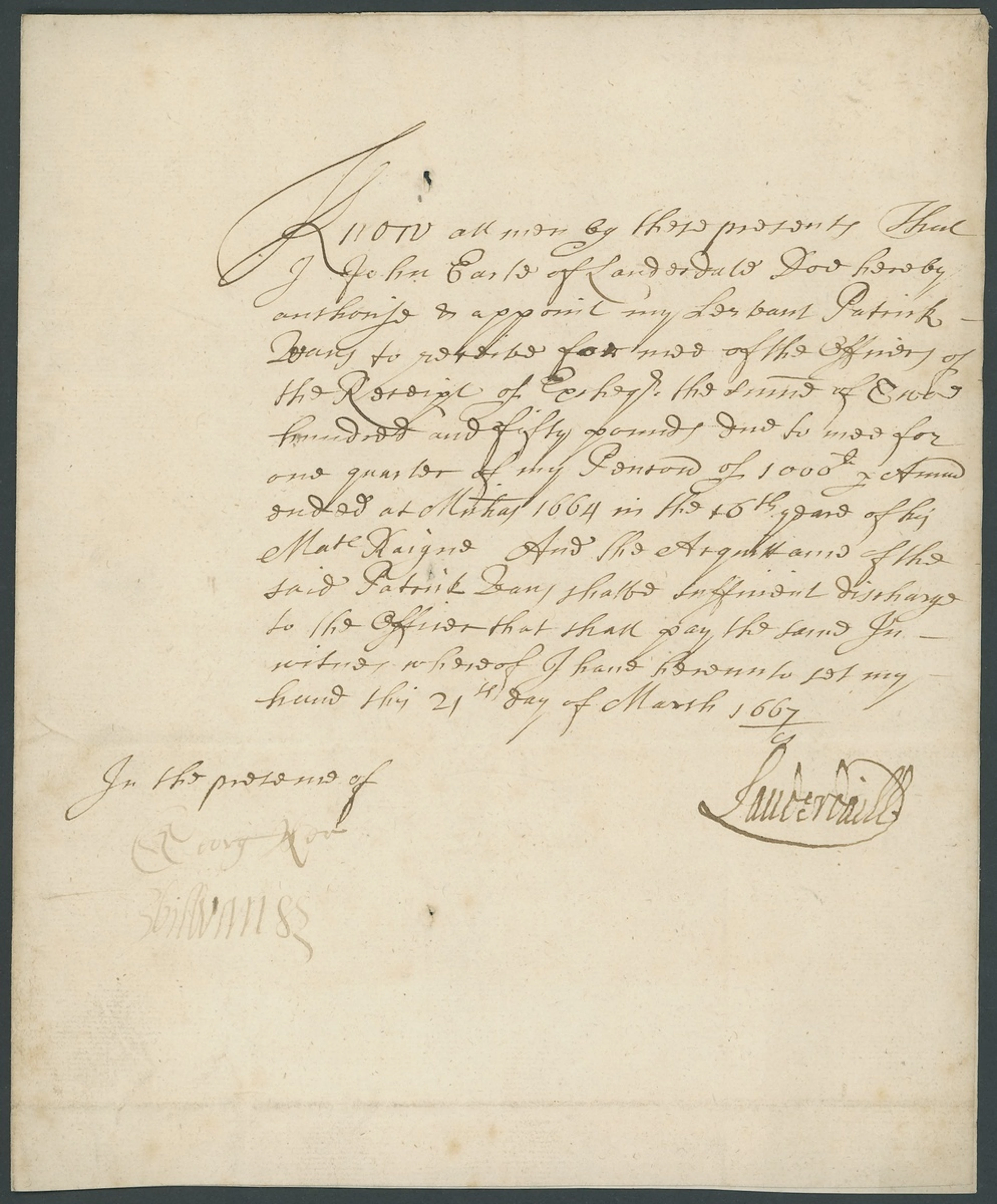 England 17th Century Orders from the Exchequer A group of five handwritten