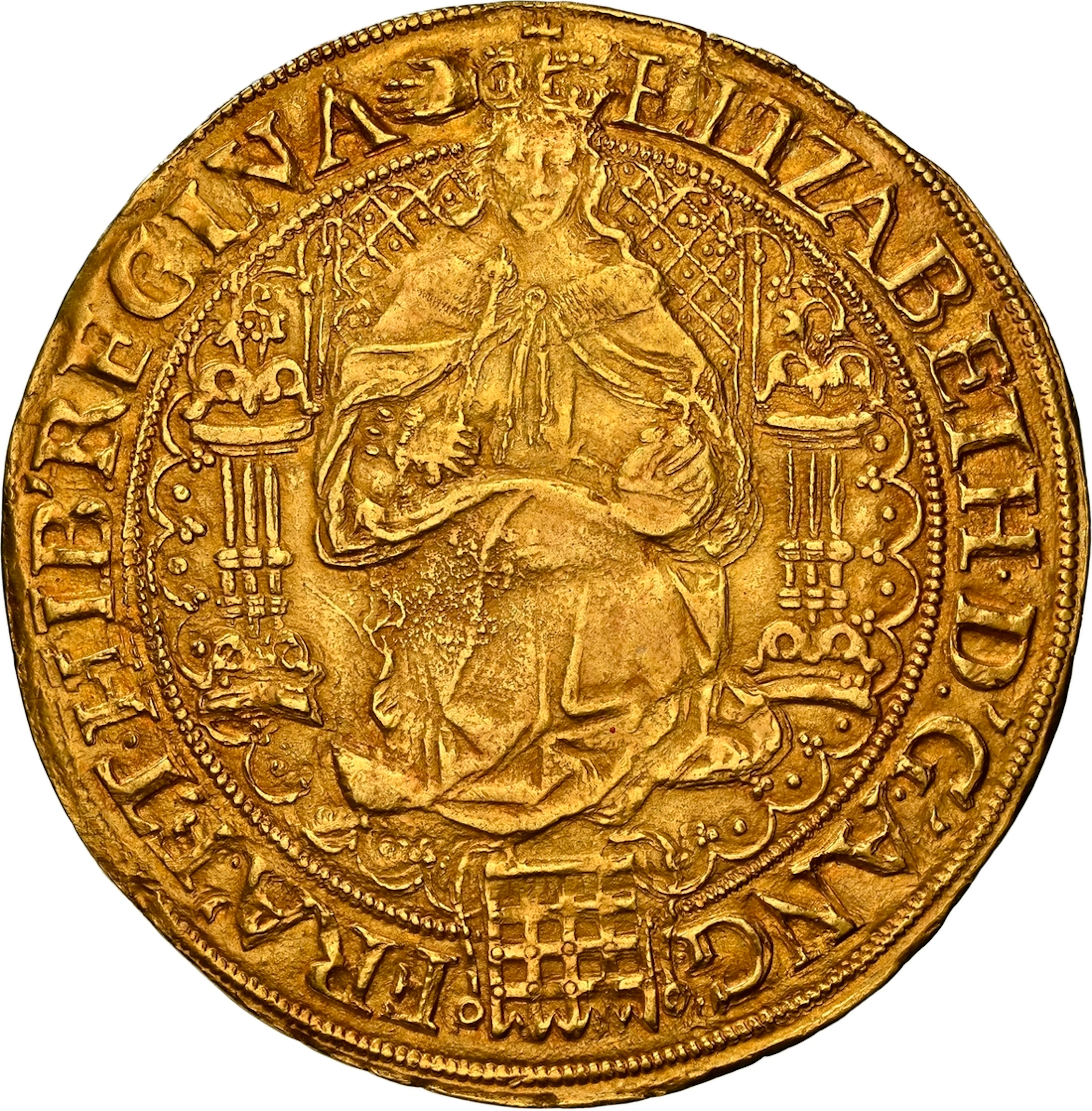 NGC AU55+ | Elizabeth I (1558-1603), Fine Sovereign, 1590-1592, Tower [EX HIRD]