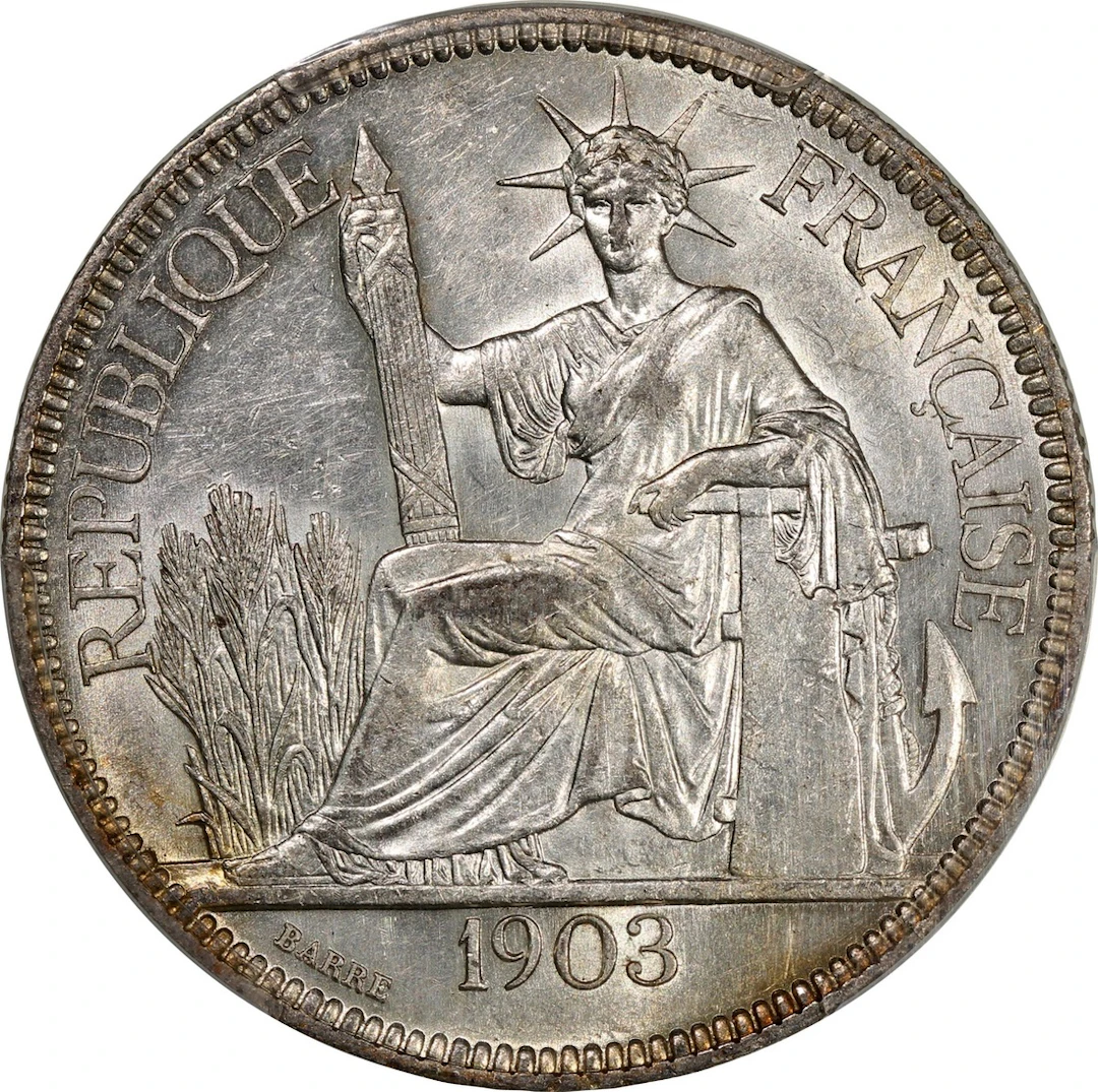 French Indo-China, [PCGS AU55] silver piastre, 1903-A, Paris Mint
