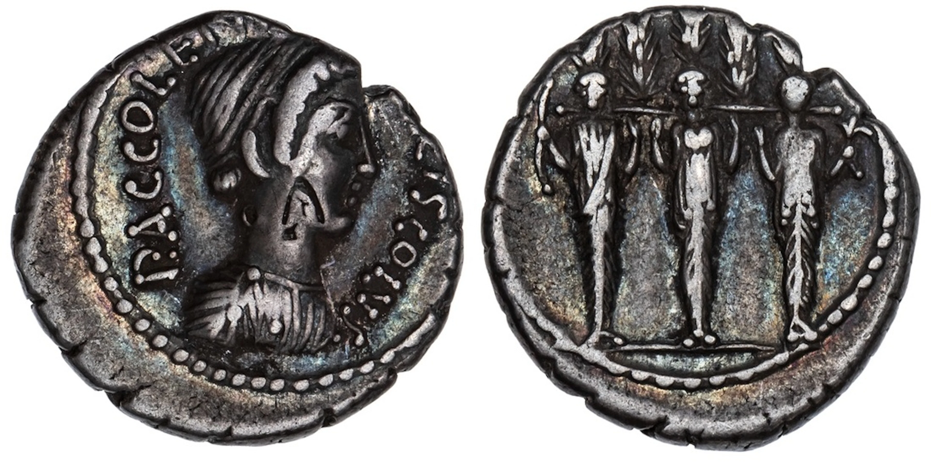 Roman Republic, P. Accoleius Lariscolus, AR Denarius, struck 43 BC