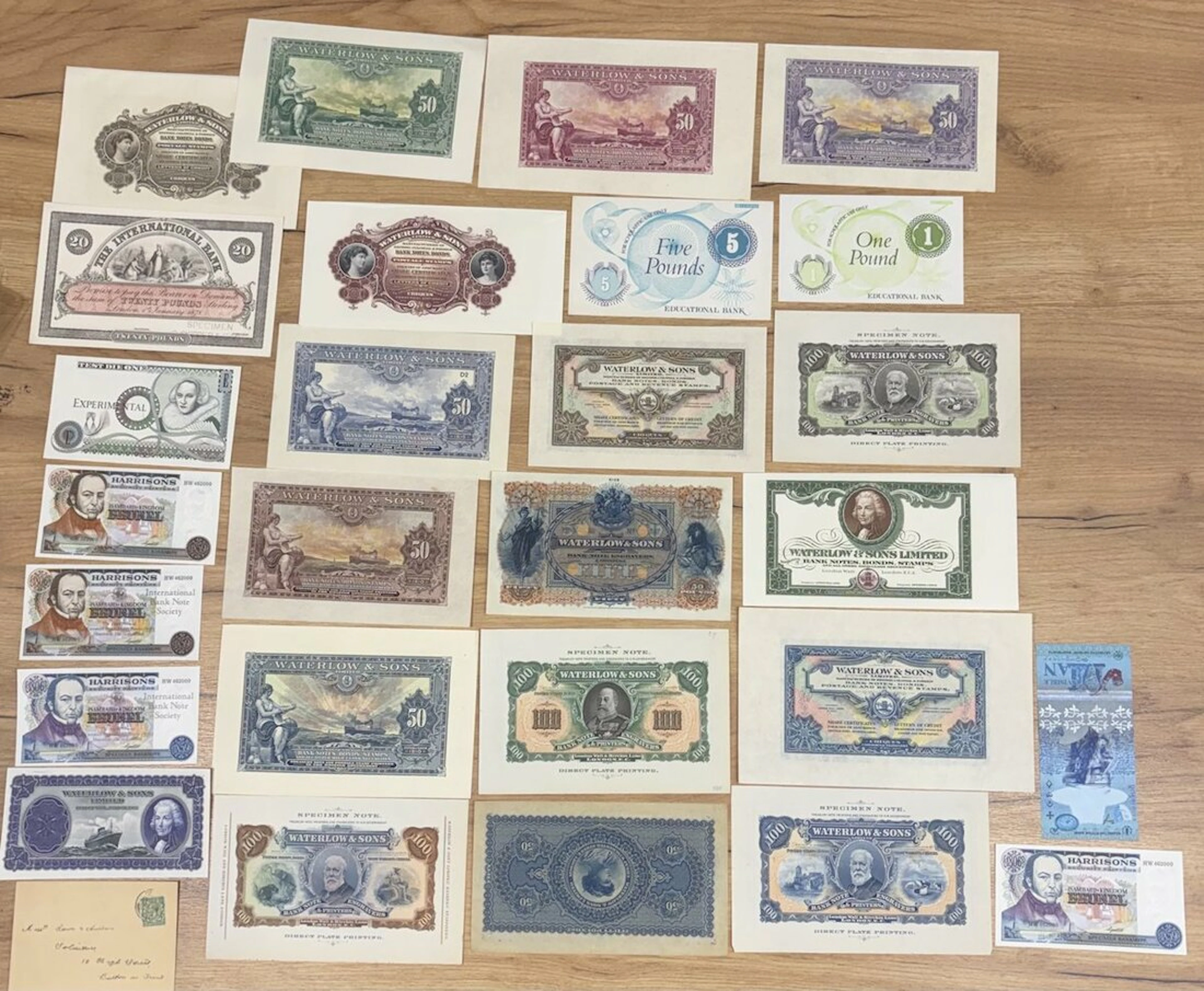 A Collection of Proof's, test notes and printers advertising, [28