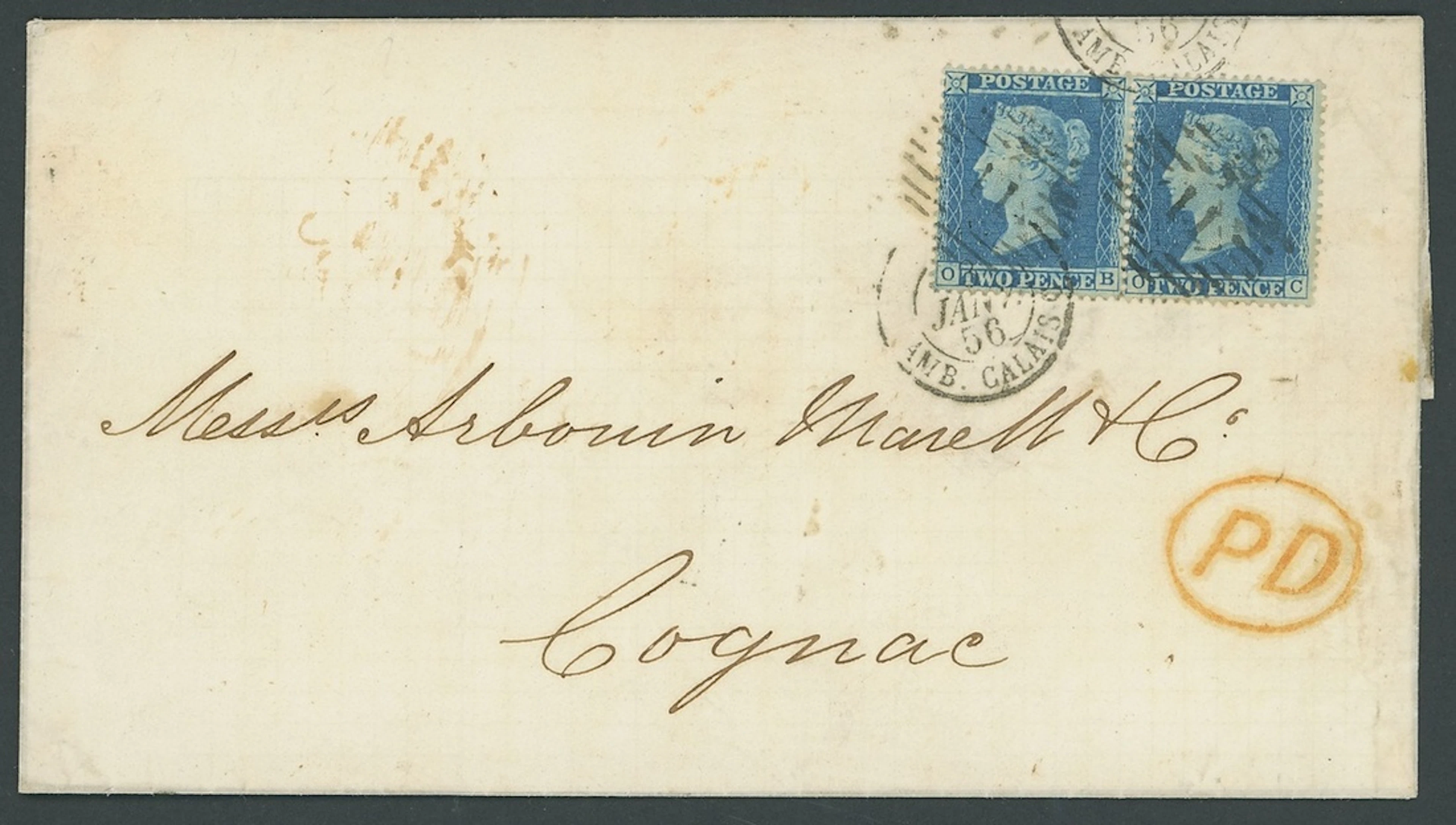 Great Britain 1854-57 Watermark Small Crown, Perf. 16 2d. blue, Plate
