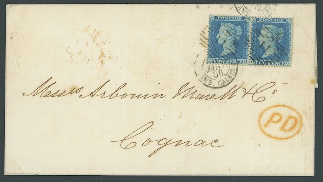 Great Britain 1854-57 Watermark Small Crown, Perf. 16 2d. blue, Plate