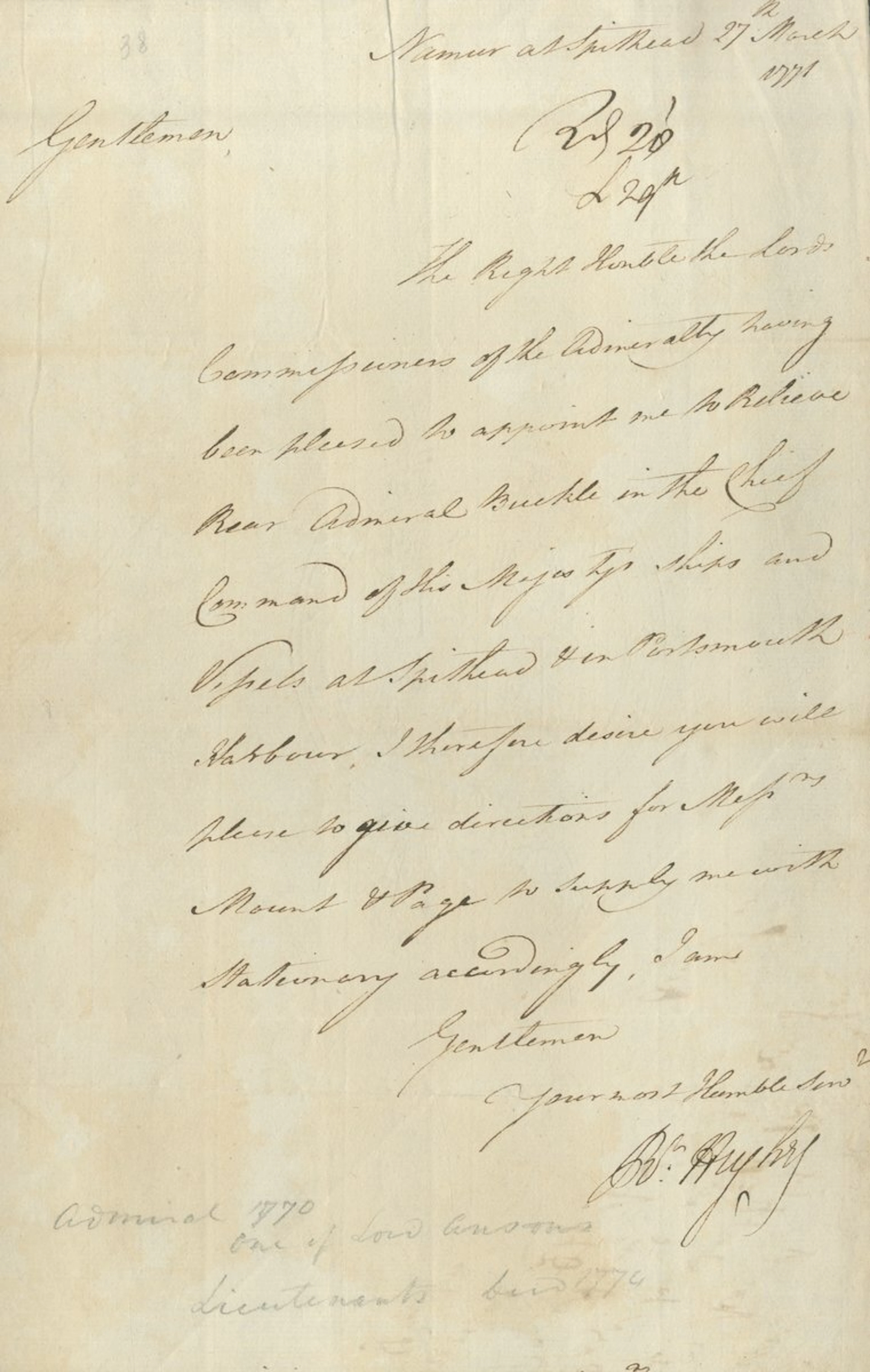 A collection of Royal Navy Orders from the 17th-19th centuries Letter