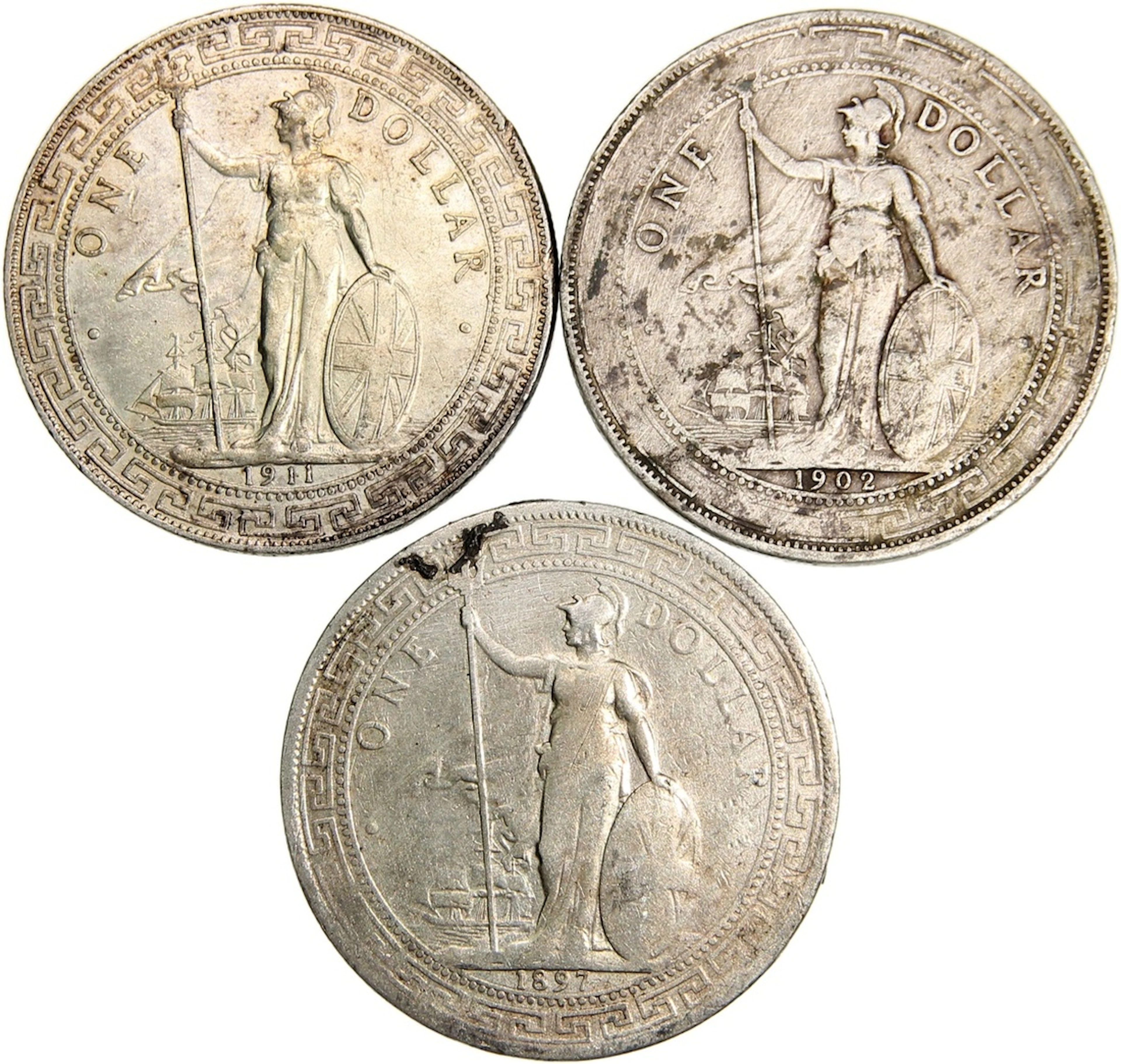 Great Britain, Trade Dollar (3), 1897, 1902, 1911