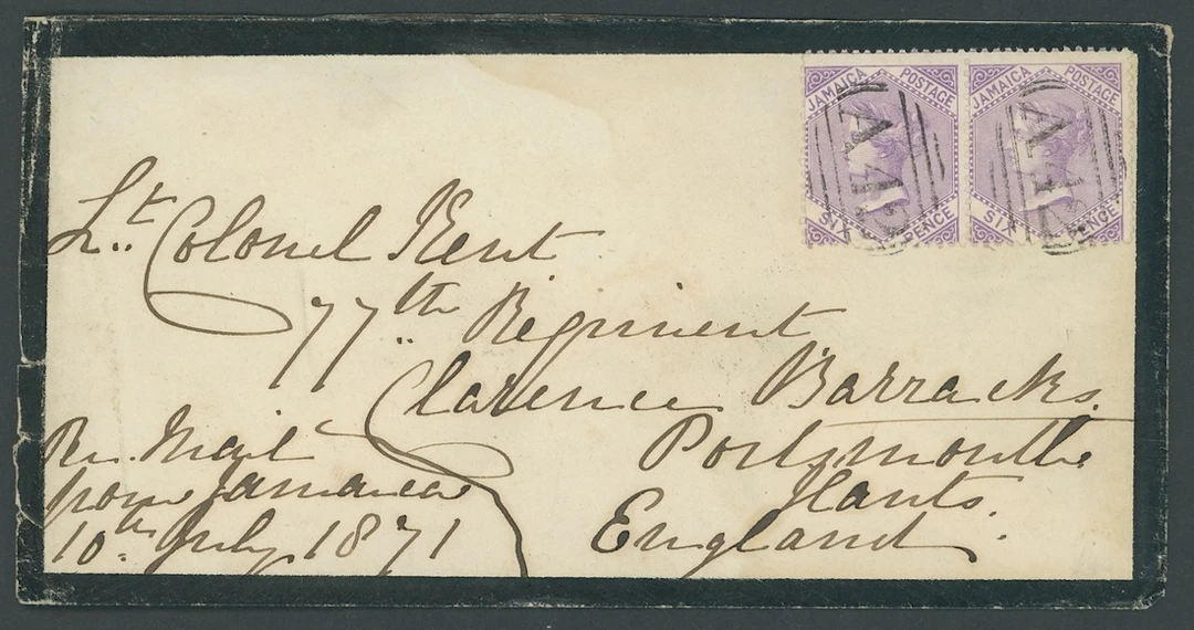 Jamaica Covers and Cancellations "A42" 1871 (10 July) double rate