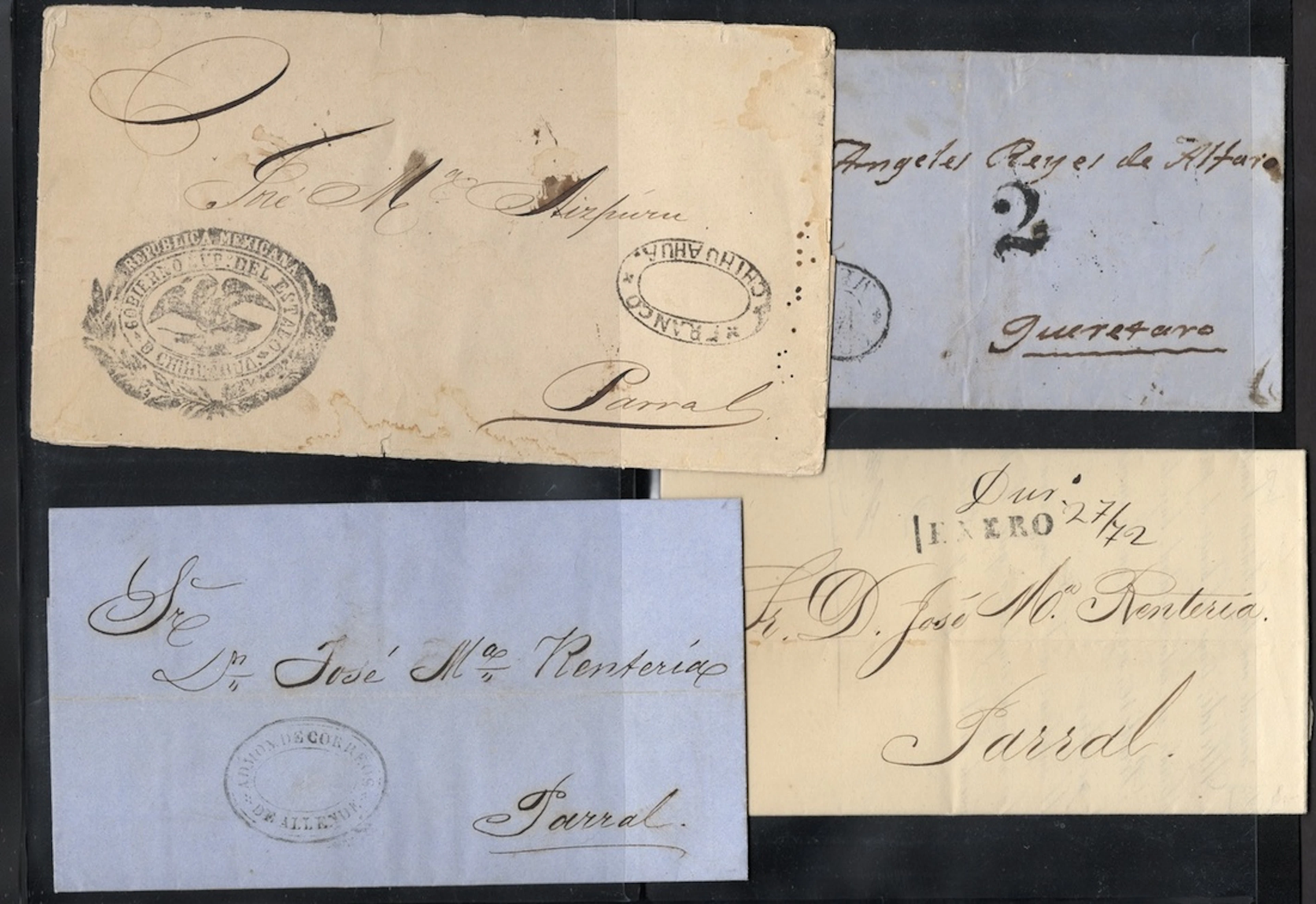 Mexico Stampless Mail- Sello Negro Post 1856