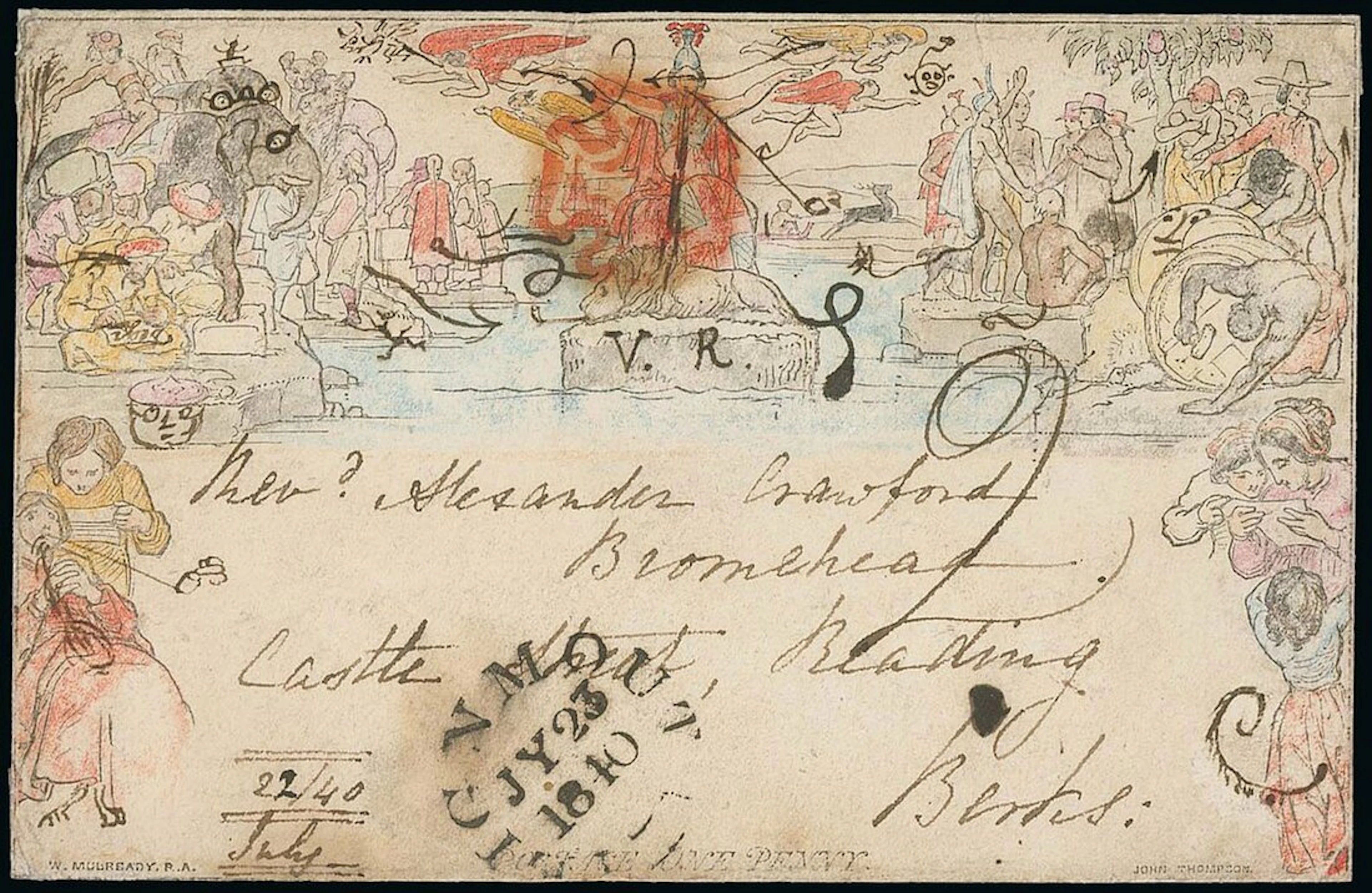 Great Britain 1840 Mulready One Penny Envelope A141, 1840 (23 July)