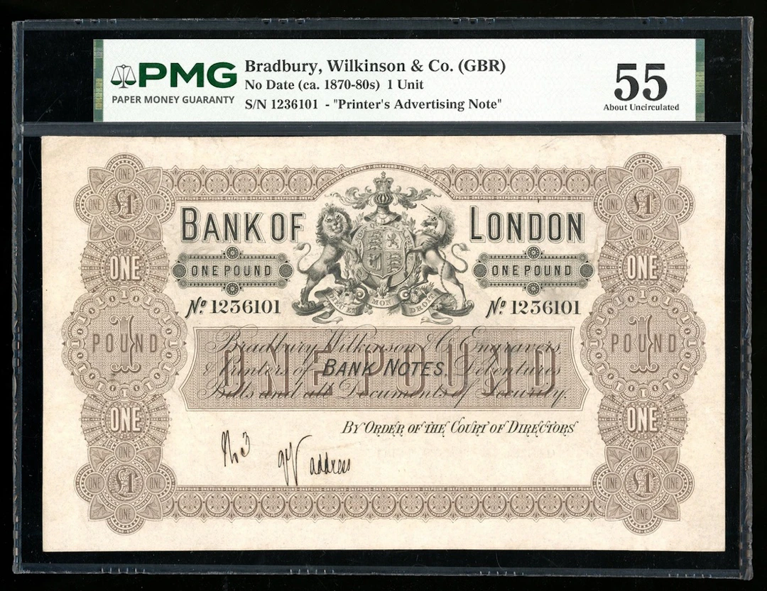 Bradbury, Wilkinson & Company, Printer's Advertising Note, 1 unit