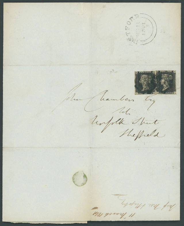 Great Britain 1840 One Penny Black Unplated AK and AL cancelled by