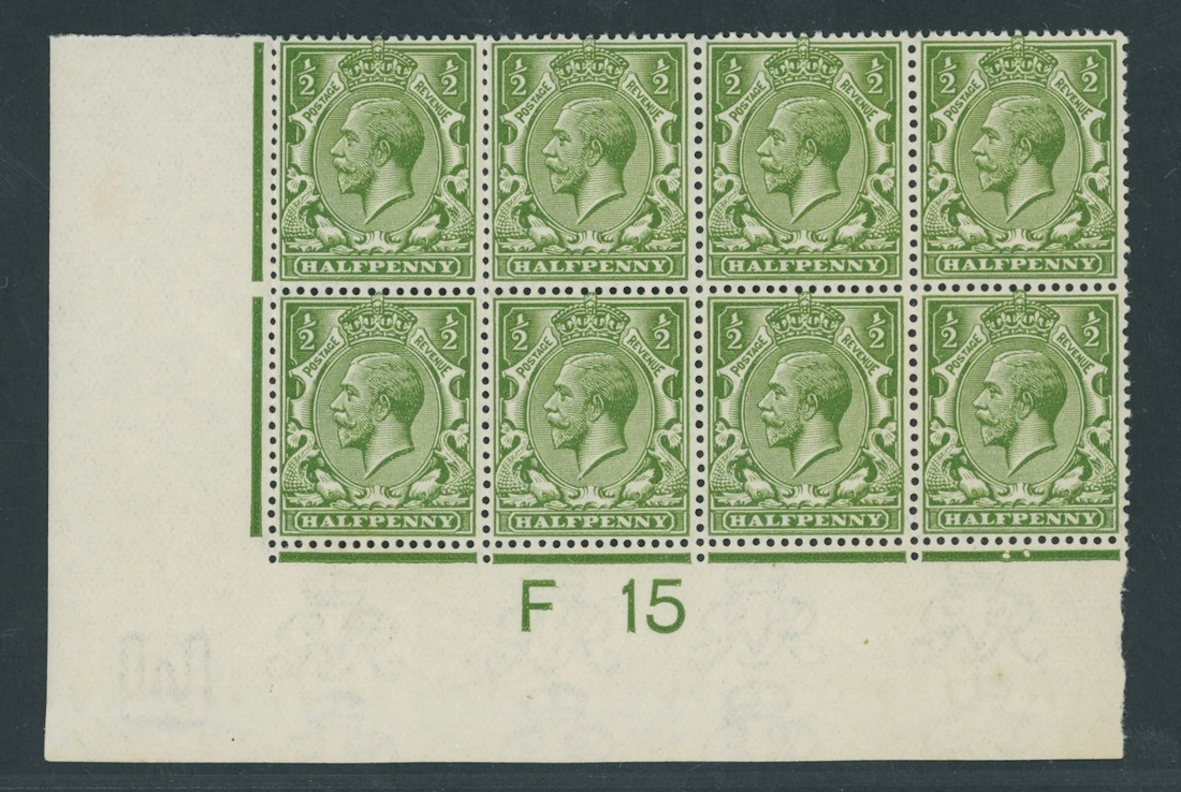 Great Britain King George V 1912-24, Watermark Simple Cypher ½d. deep