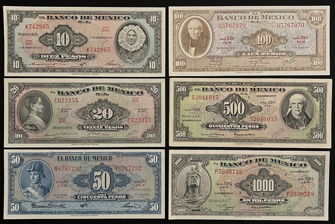 Banco de Mexico, a group of 6x, including, (Pick 47-52)