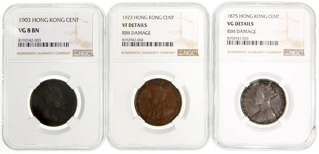Hong Kong, [NGC VG Details, VG8BN, VF Details] a group of 3x copper