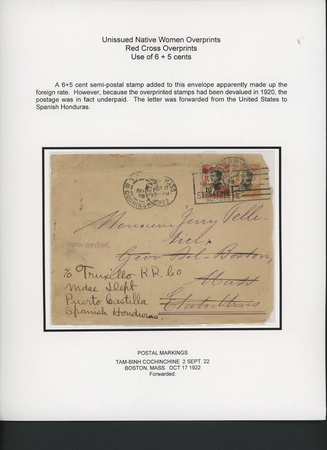 Indo-China French Indo-Chinese Post Office 1918 Red Cross overprints