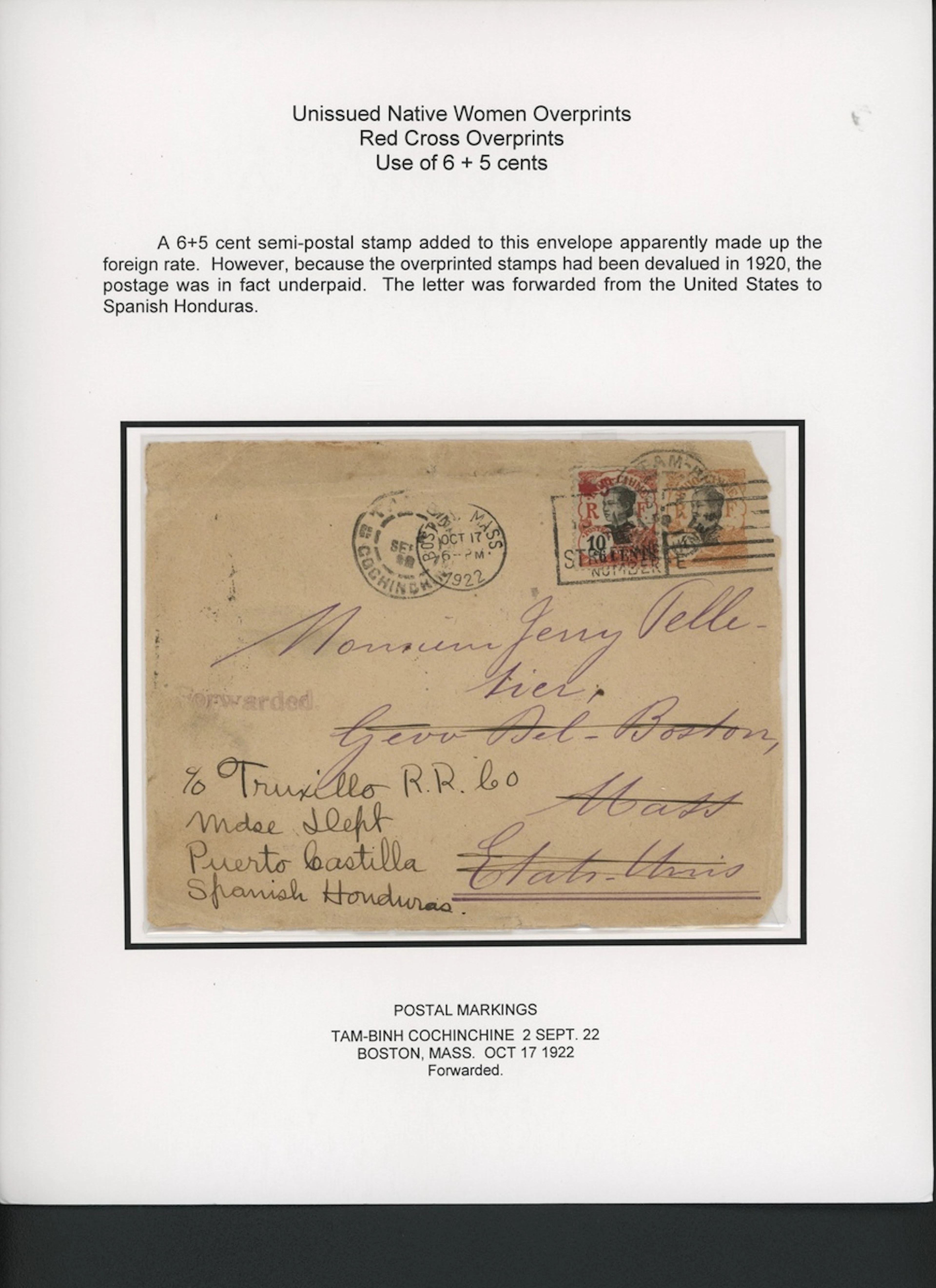 Indo-China French Indo-Chinese Post Office 1918 Red Cross overprints