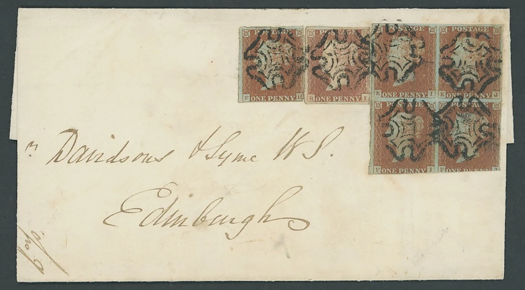 Great Britain 1841-53 One Penny Red-Brown Unplated EI-FJ block of