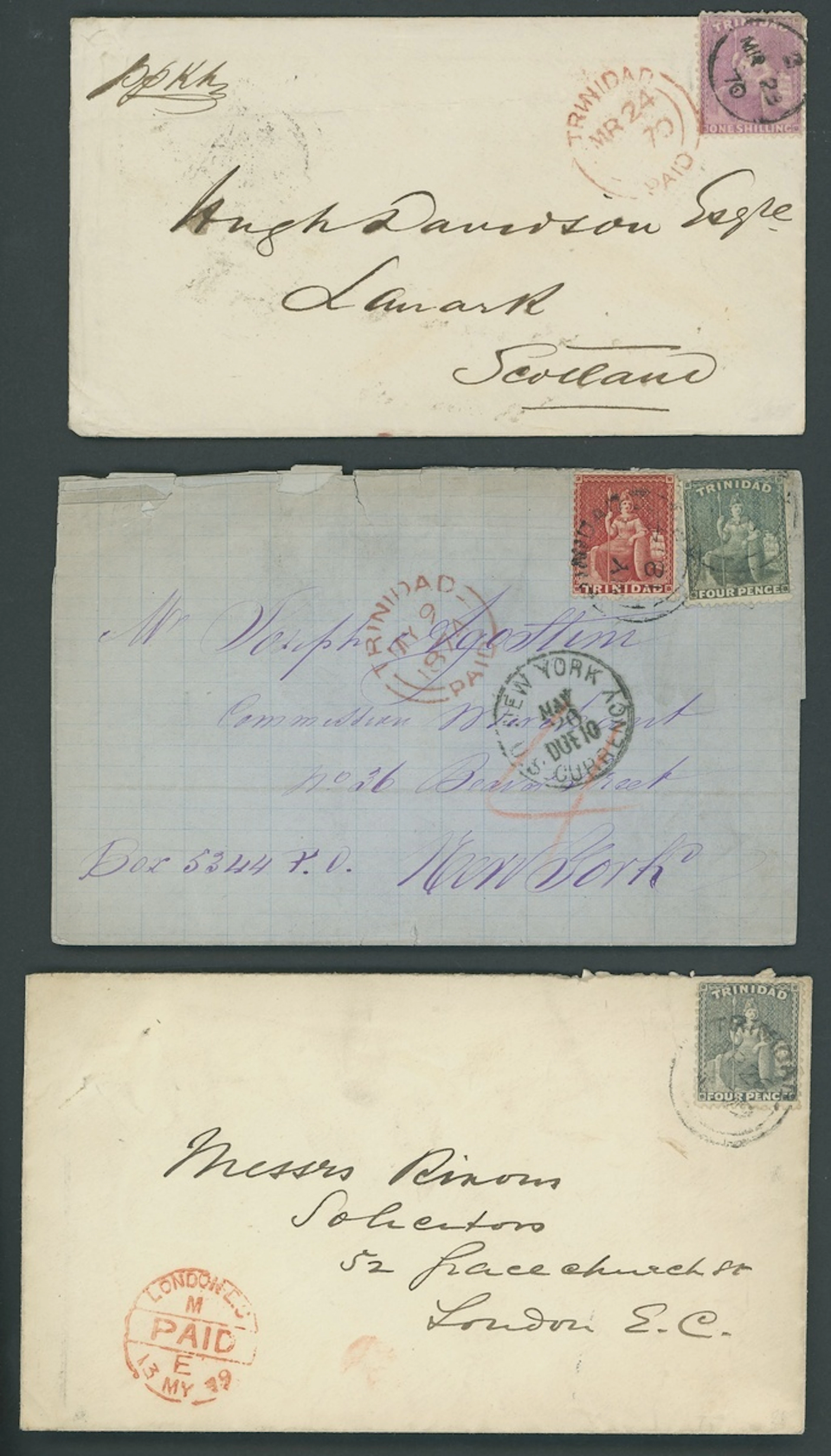 Trinidad Covers and Cancellations 1870 (23 Mar.) envelope from San