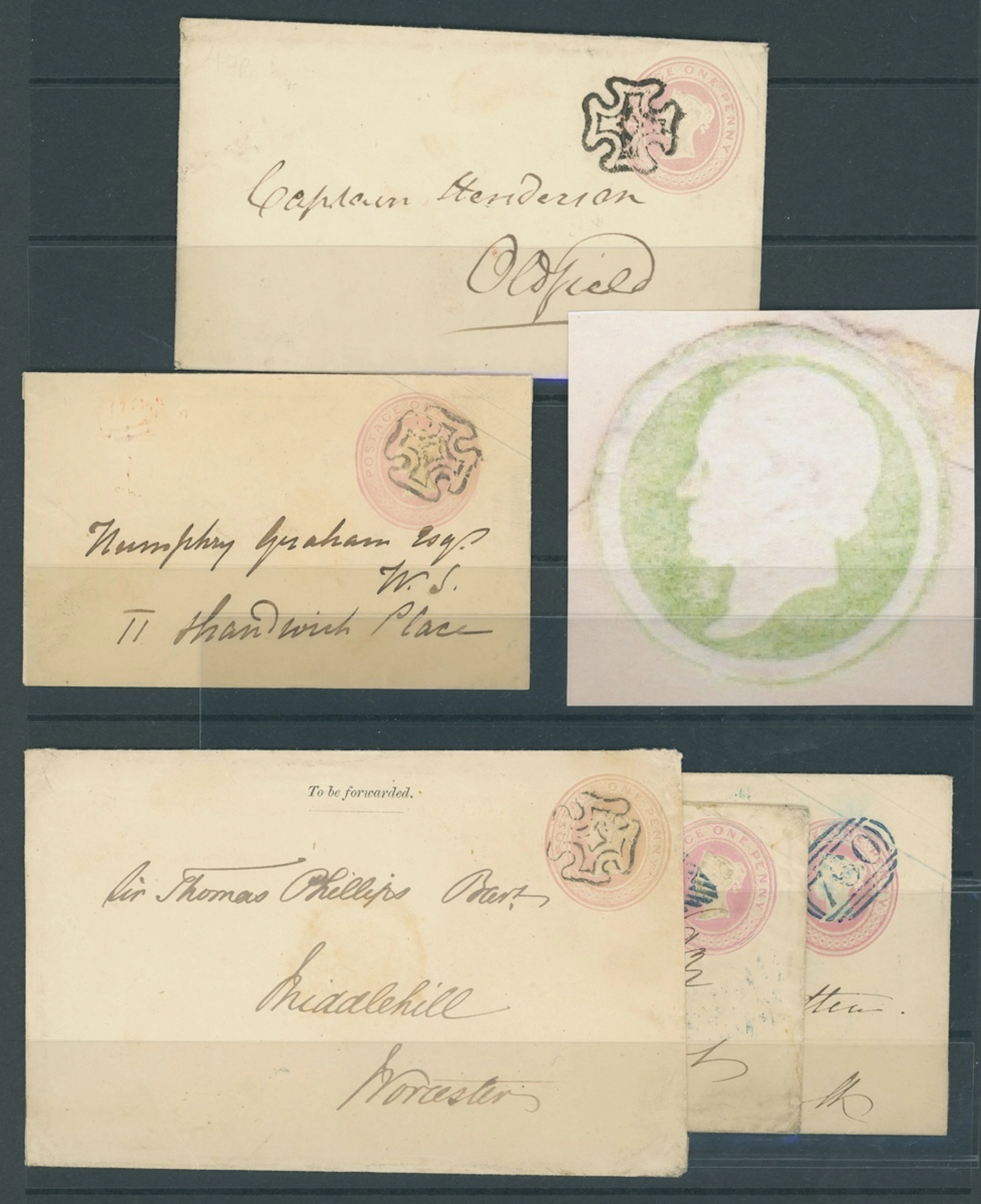 Great Britain Postal Stationery 1842-49 1d. pink envelopes (9) including