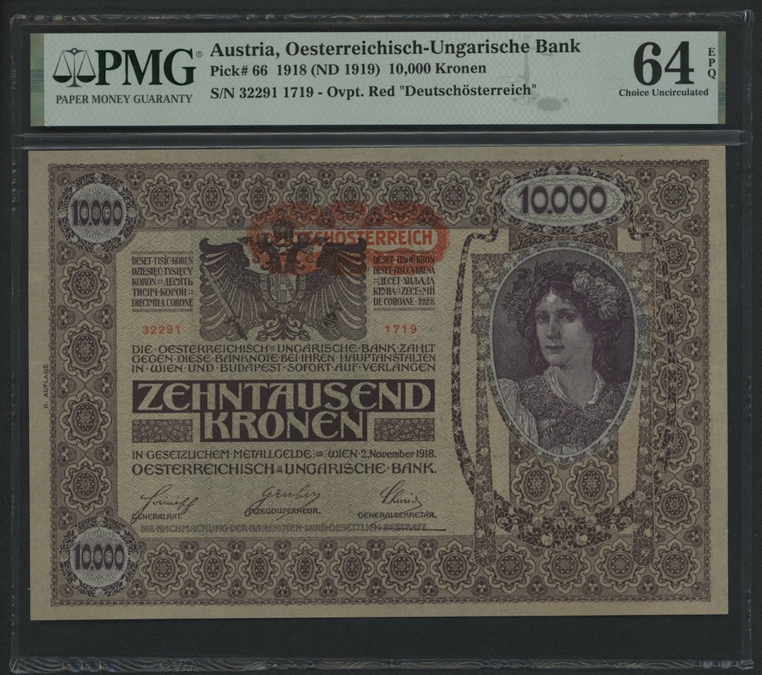 Austria, Oesterreichisch-Ungarische Bank, 10,000 kronen, 1918, serial