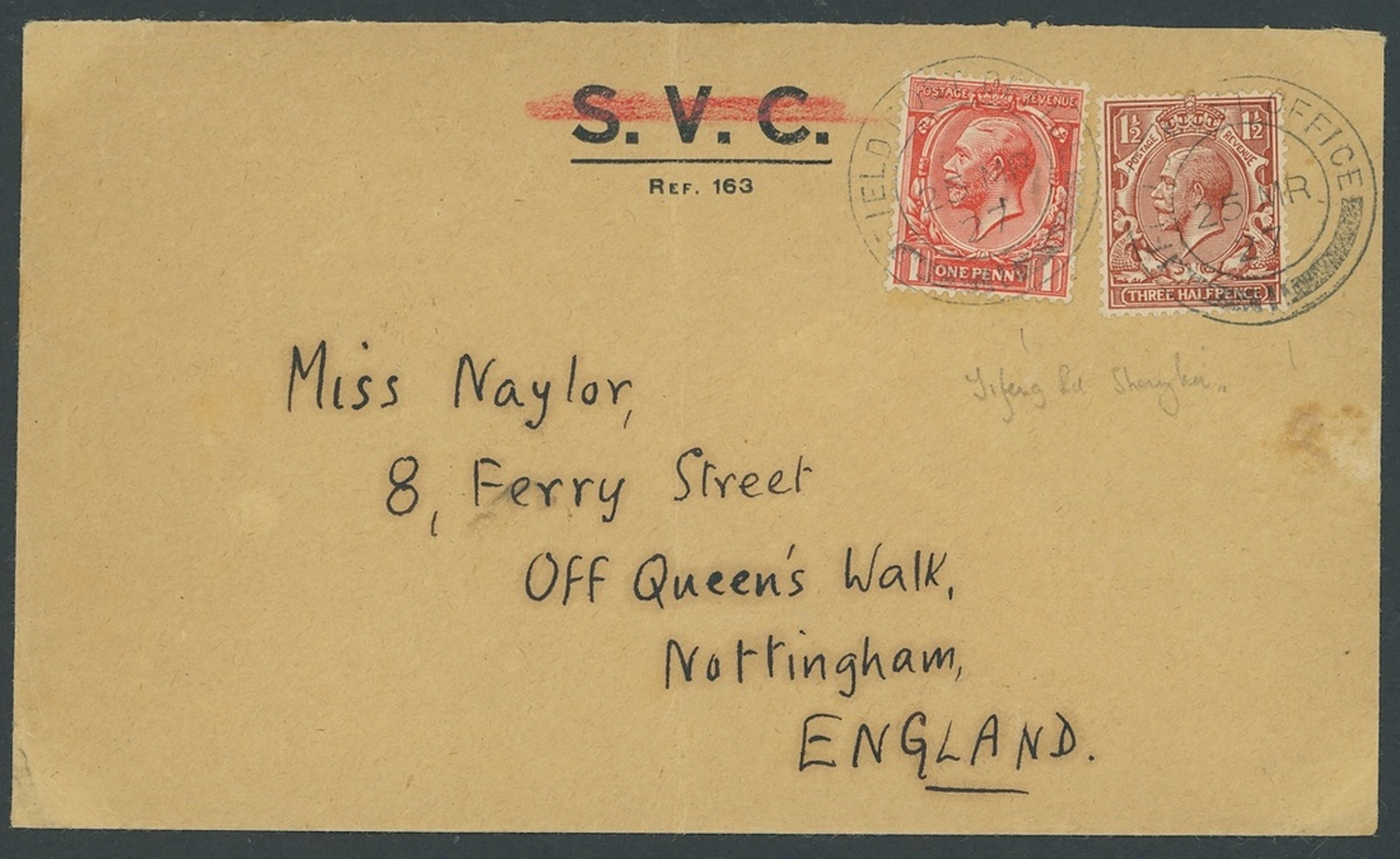 Hong Kong Covers and Cancellations Shanghai Defence Force 1927 (25