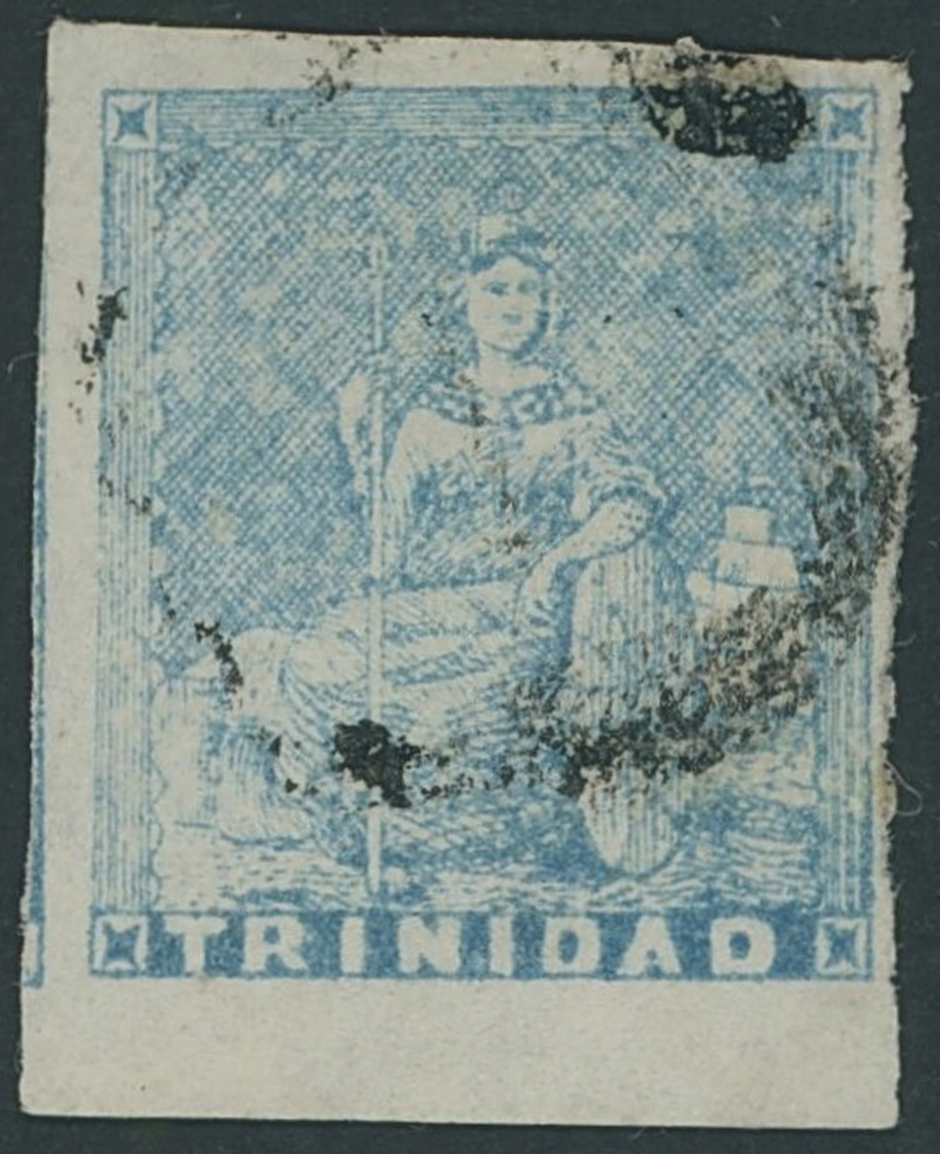 Trinidad 1852-60 Lithographed, second issue, (1d.) pale blue, a bottom