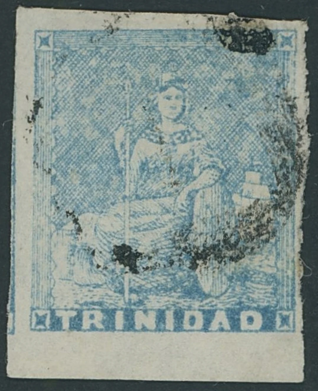 Trinidad 1852-60 Lithographed, second issue, (1d.) pale blue, a bottom
