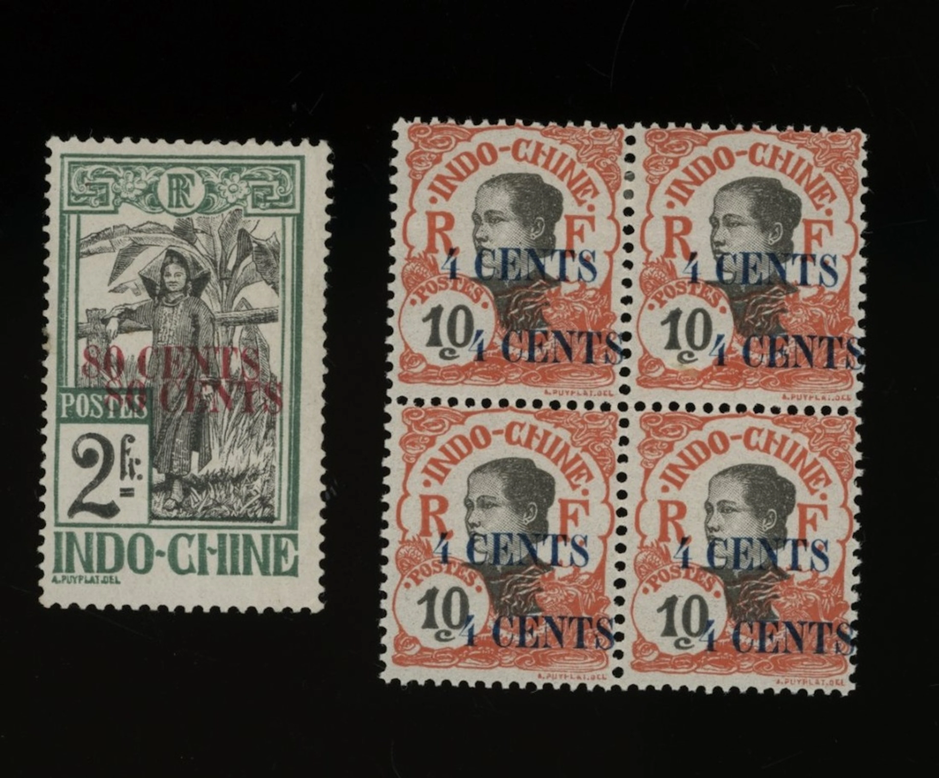 Indo-China French Indo-Chinese Post Office 1919 Native Women overprinted issue