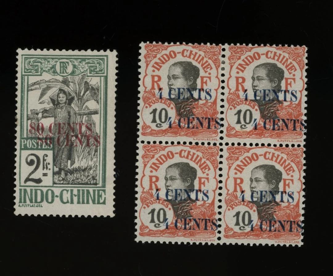 Indo-China French Indo-Chinese Post Office 1919 Native Women overprinted issue