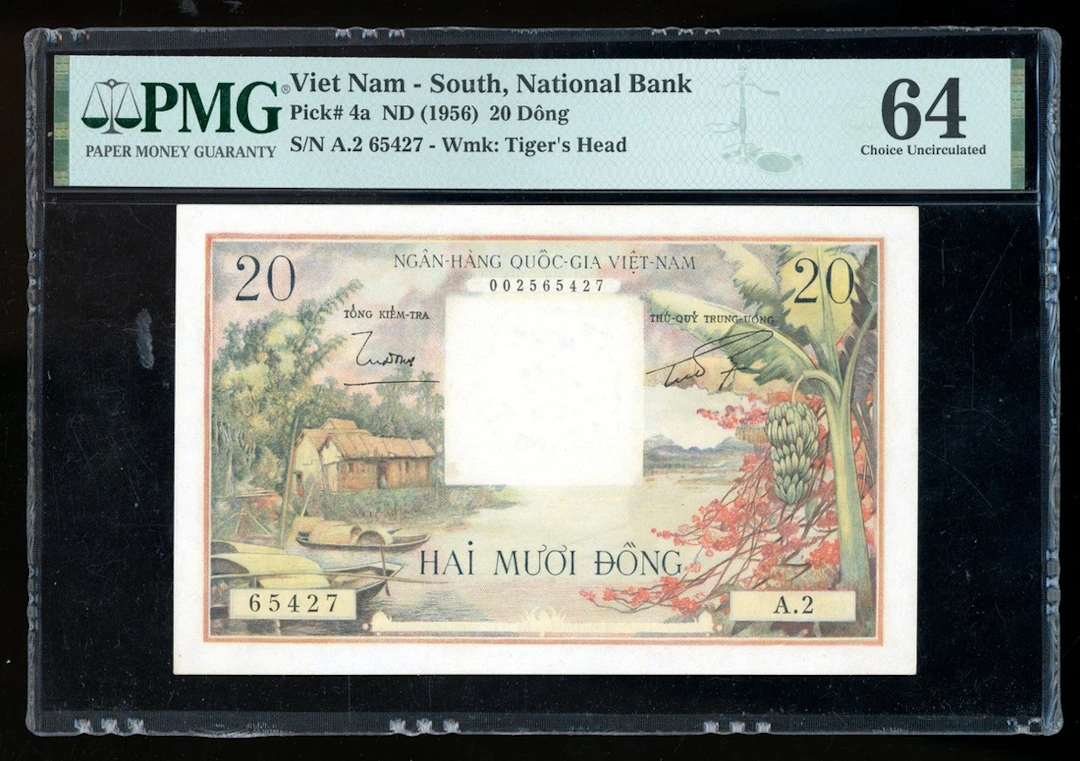 National Bank of Vietnam, 20 dong, ND (1956), serial number A/2 65427