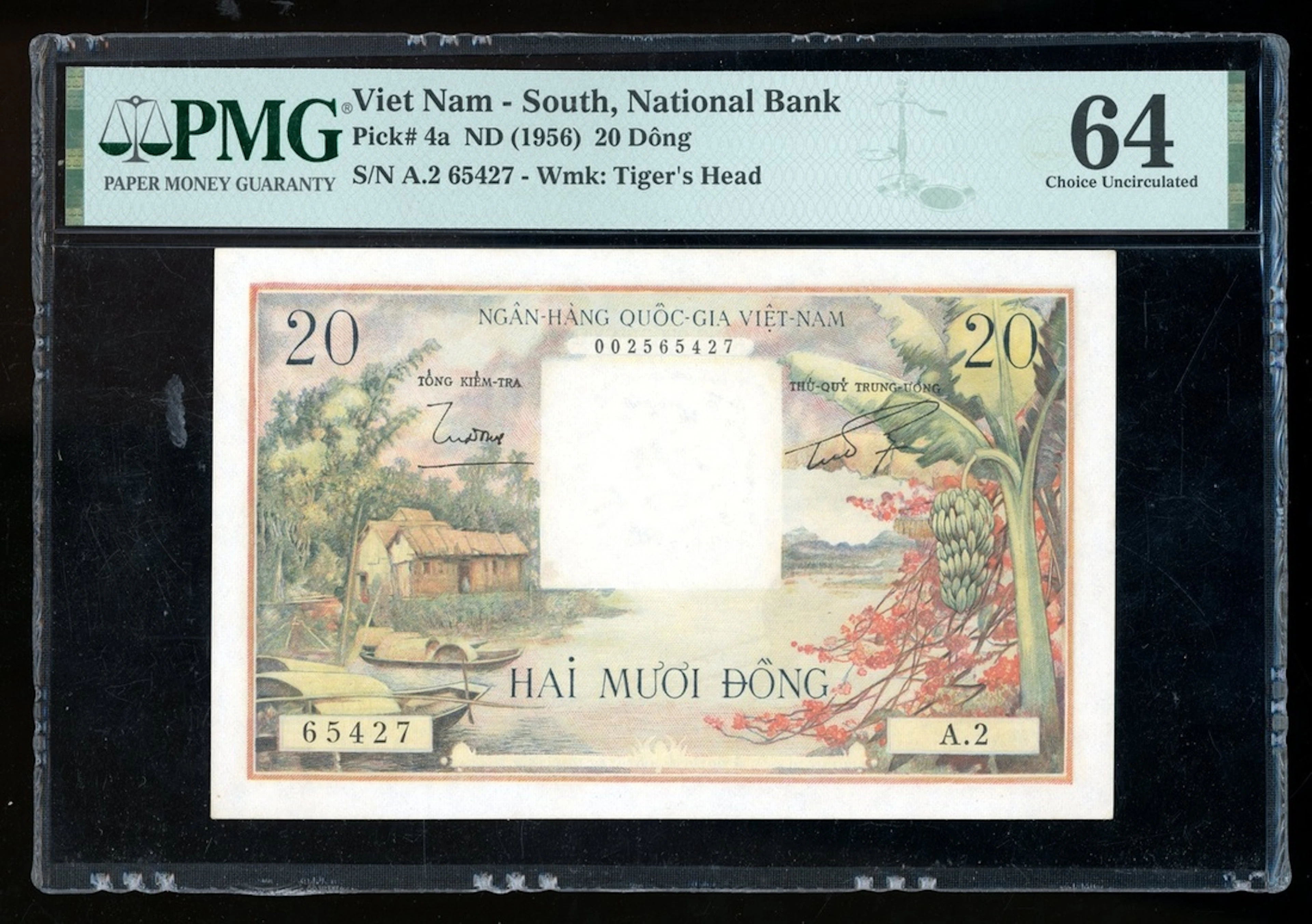 National Bank of Vietnam, 20 dong, ND (1956), serial number A/2 65427