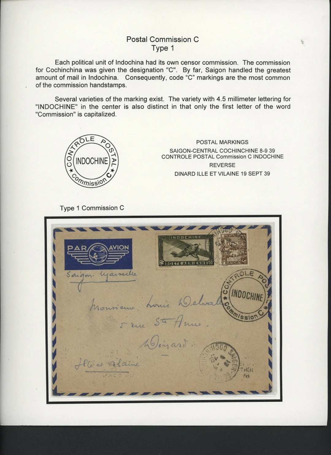 Indo-China French Indo-Chinese Post Office Military Mail